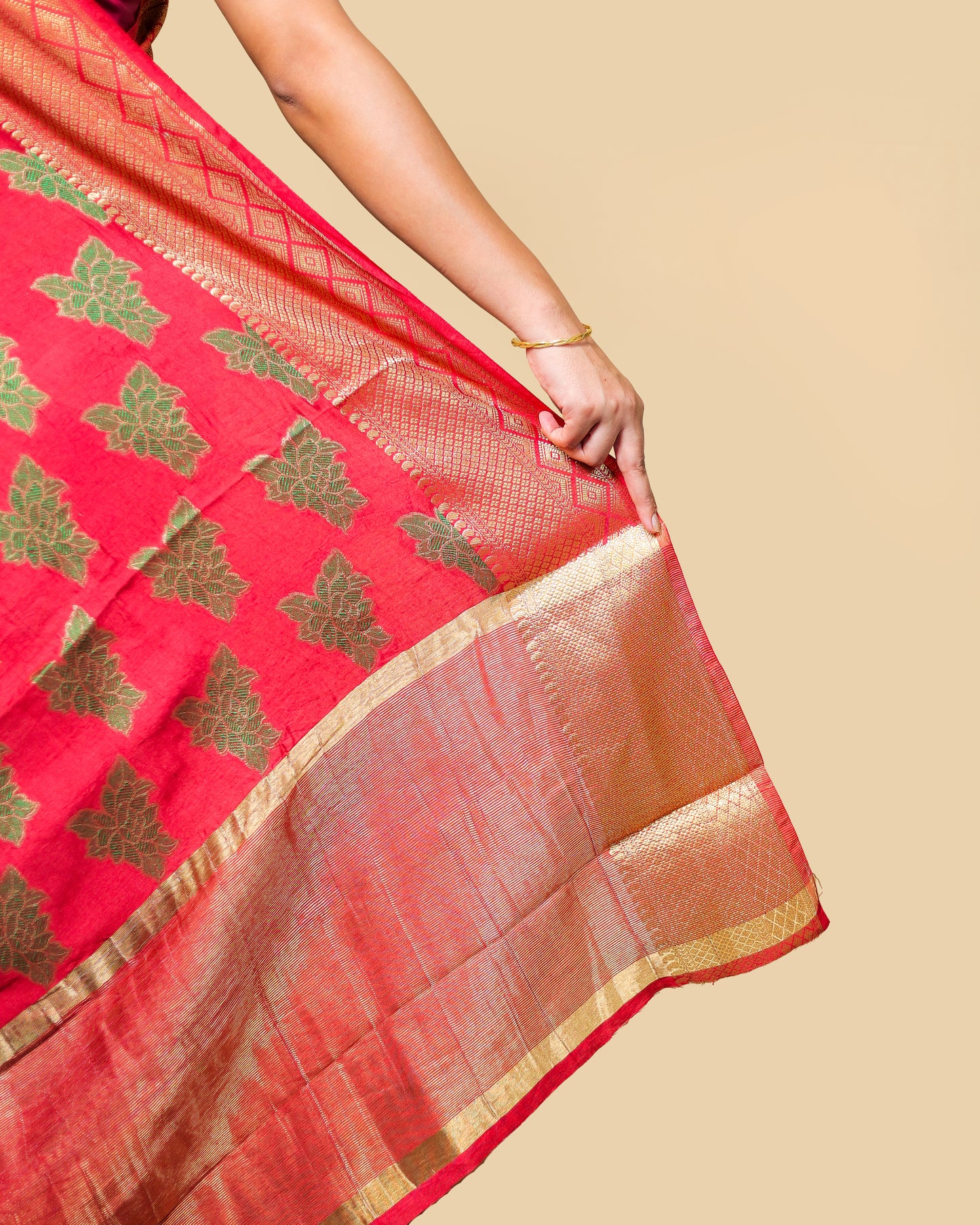 Red Banarasi Silk Saree with Brocade Blouse