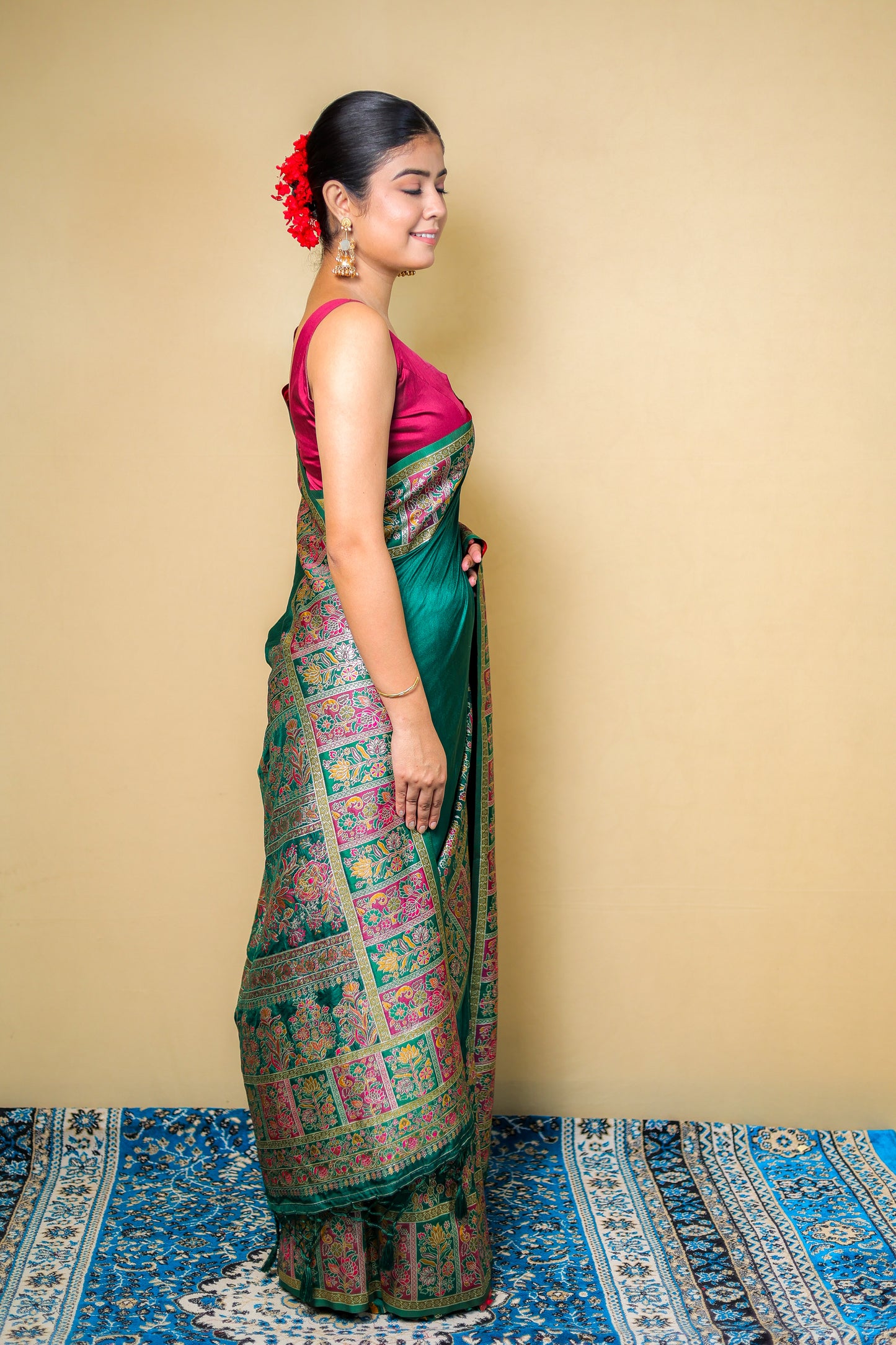 Green Meenakari Banarasi Silk Saree with Blouse Piece
