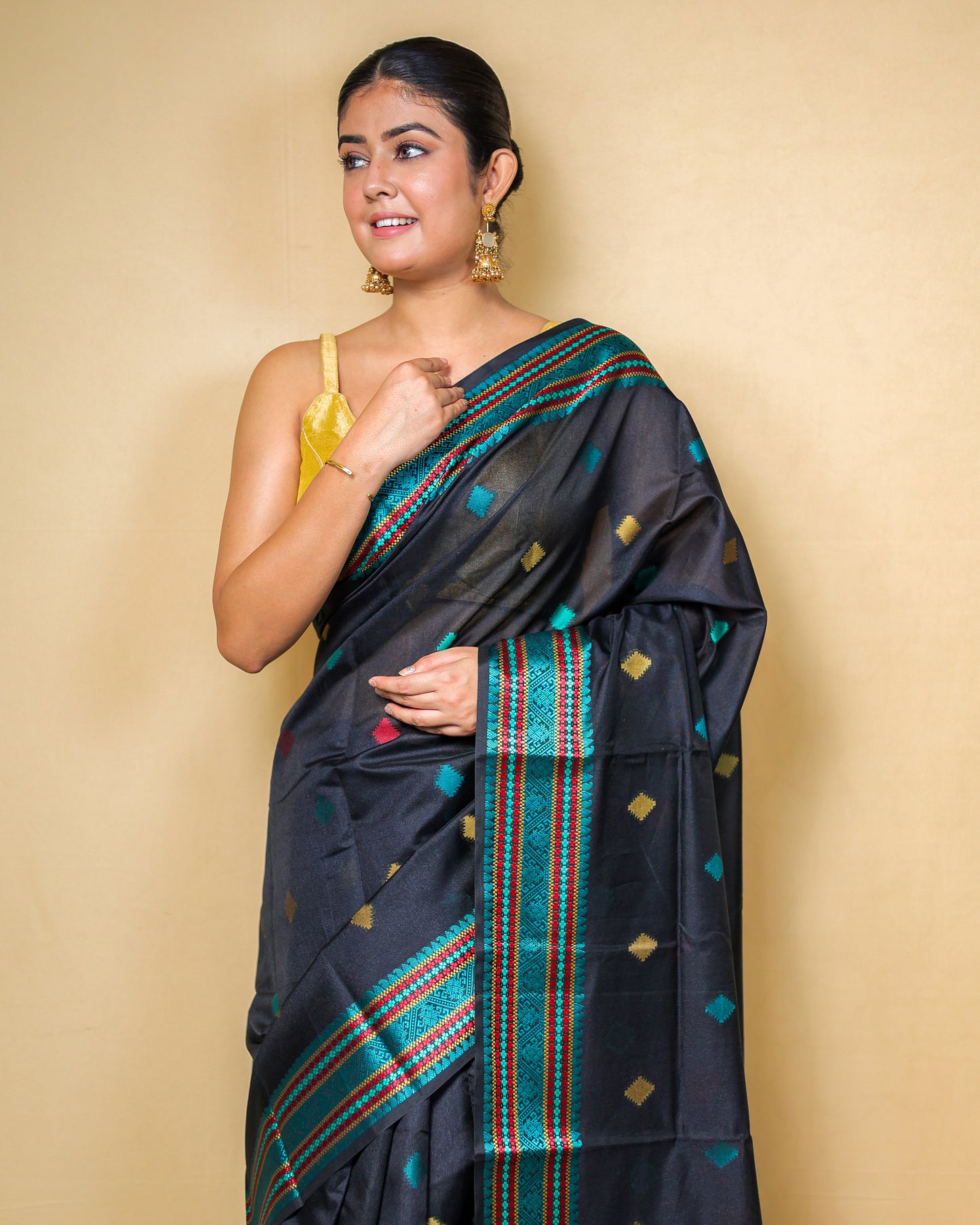 Mekhela Chador Raw Silk Saree With Multicolour Zari Weaving