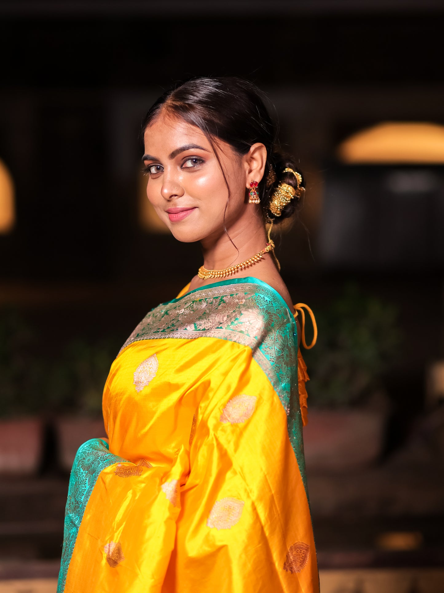 Royal Crystal Yellow Pure Handloom Cotton Saree