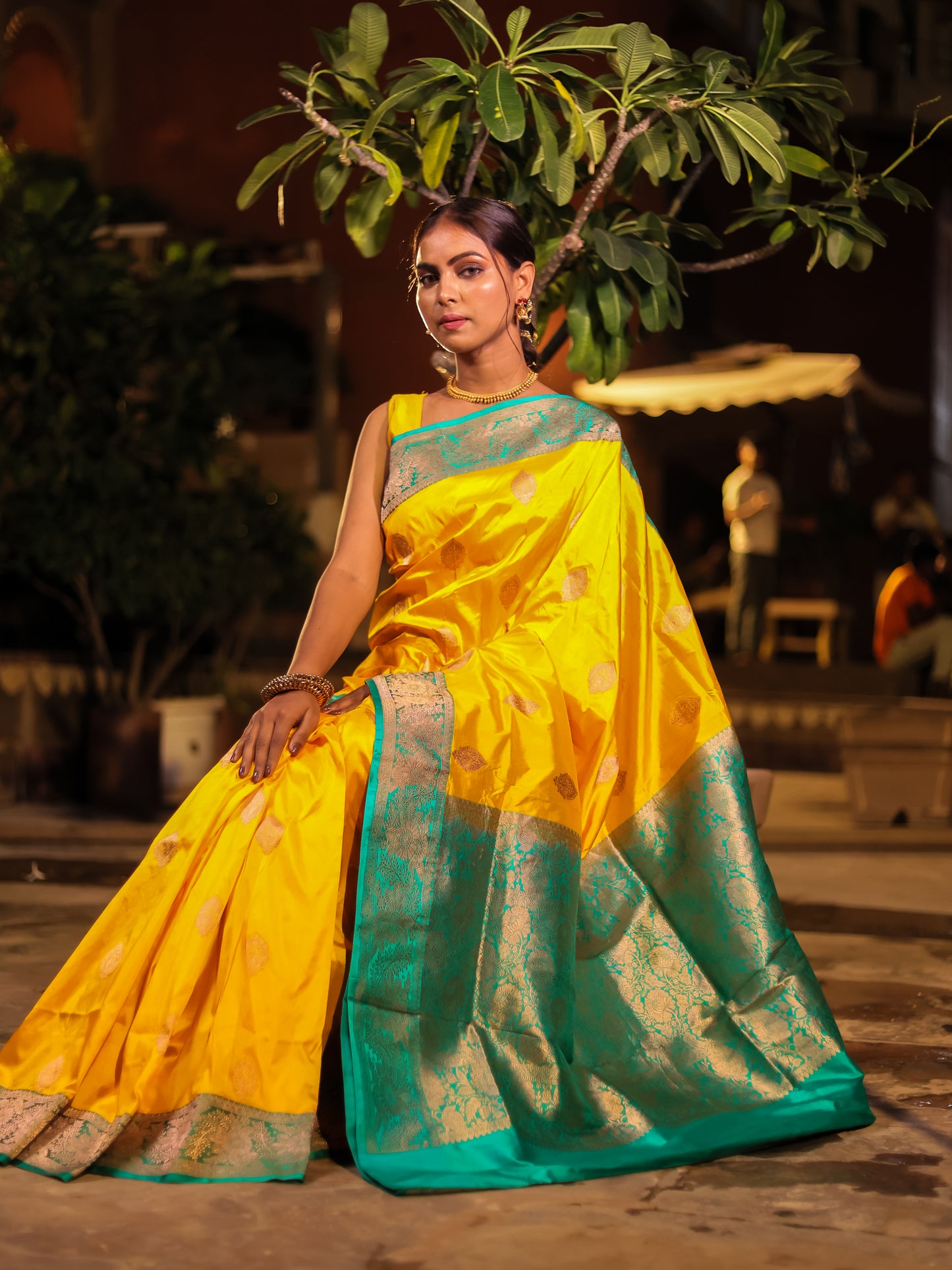 Royal Crystal Yellow Pure Handloom Cotton Saree