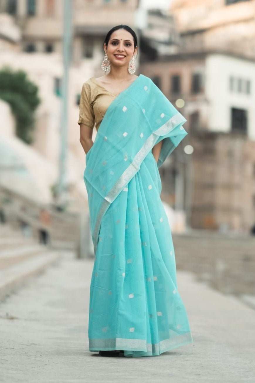Nilen Noor – Cotton Tissue Zari Booti Saree