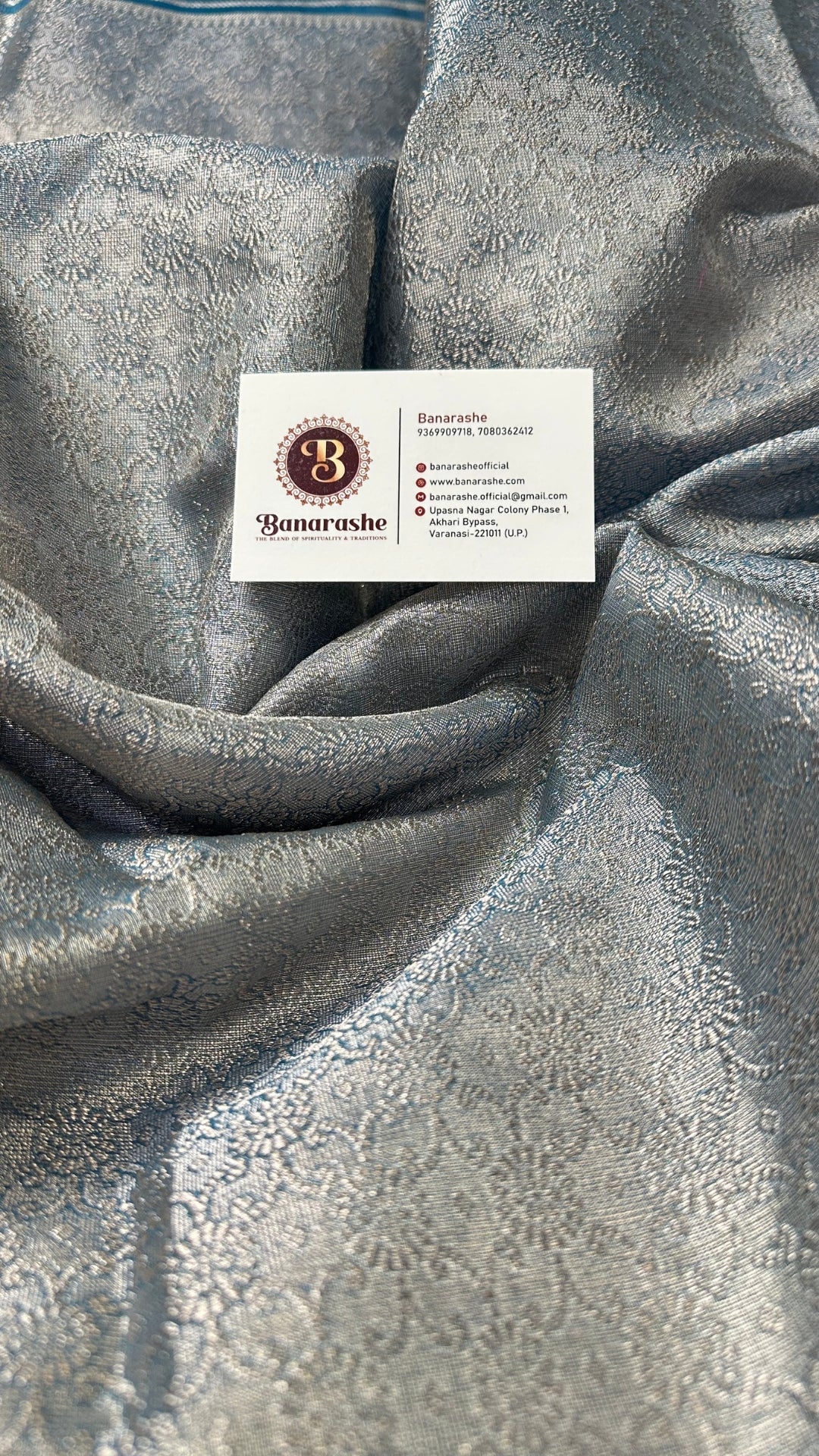 Banarashe Handwoven Tissue Blue Banarasi Saree