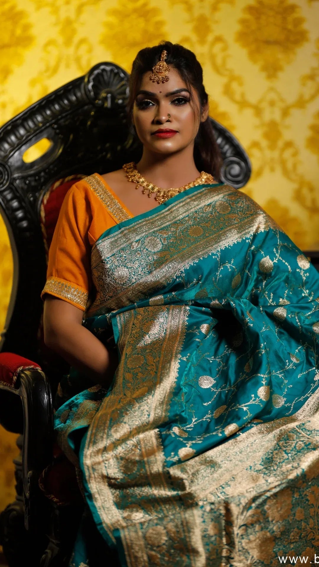 Amber Blue Katan Silk Dual Zari Banarasi Saree - Baranashe - Amber Blue Katan Silk Dual Zari Banarasi Saree