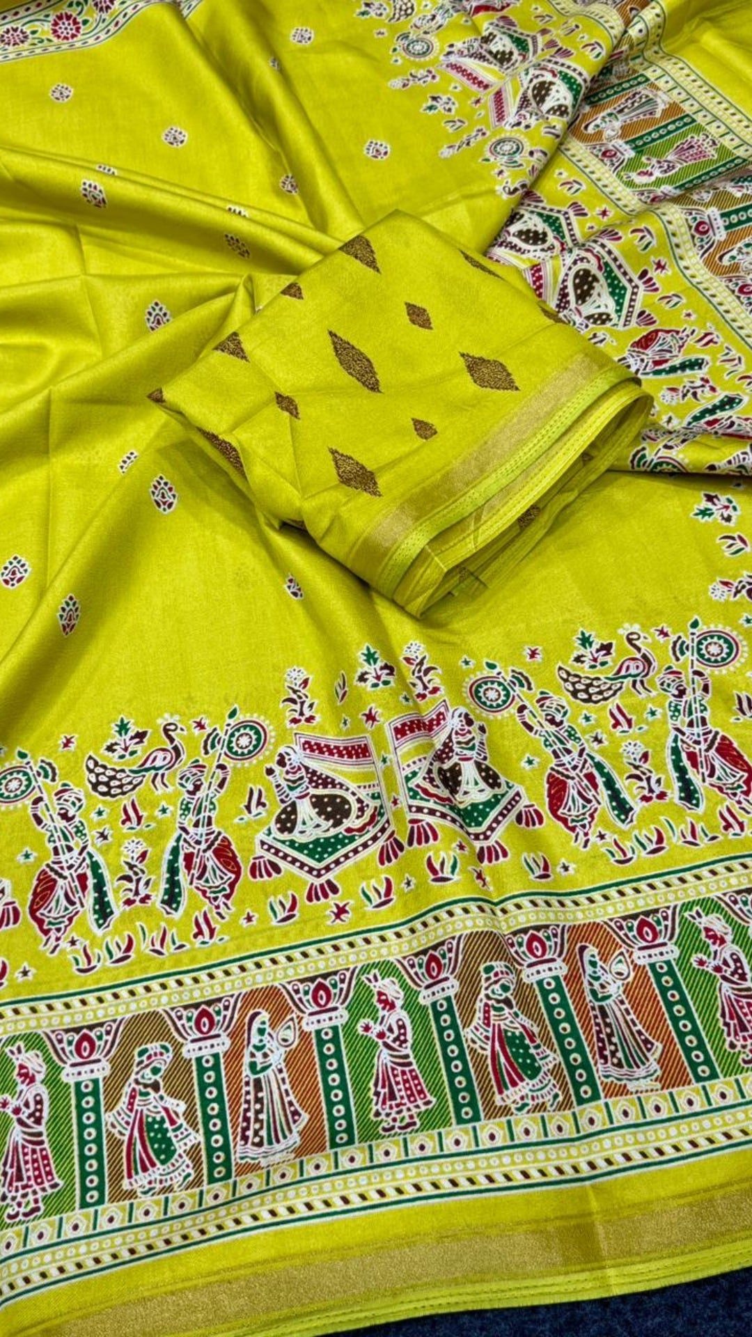 Russian Dola Silk Saree – Manual Pashmina Hand Block Print