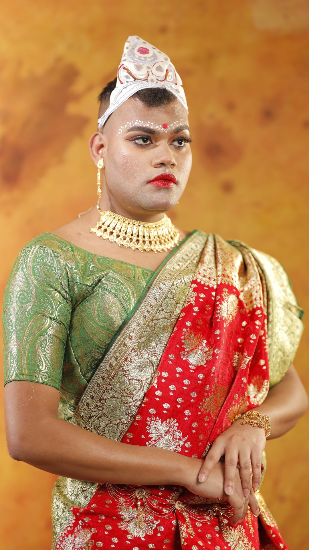 Red and Green all Jaal Zari Art Work Handloom Katan Pure Silk Saree