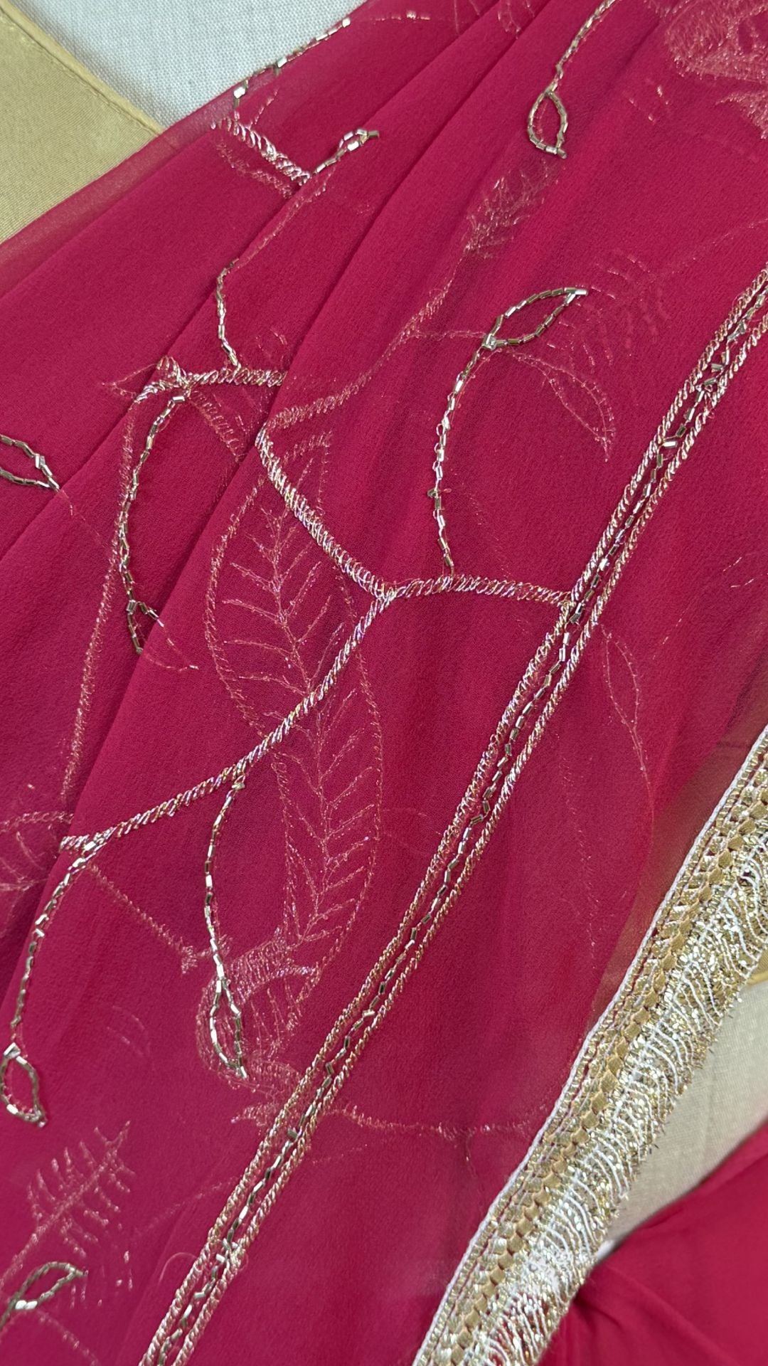 Dark Pink Chiffon Saree for Women