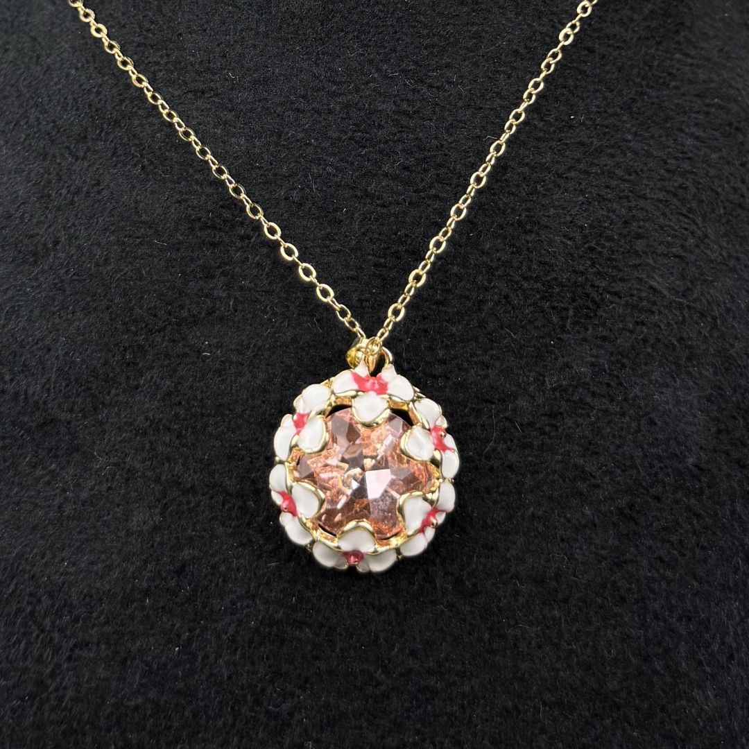 Elegant Pink Crystal Floral Jewelry Set for Women