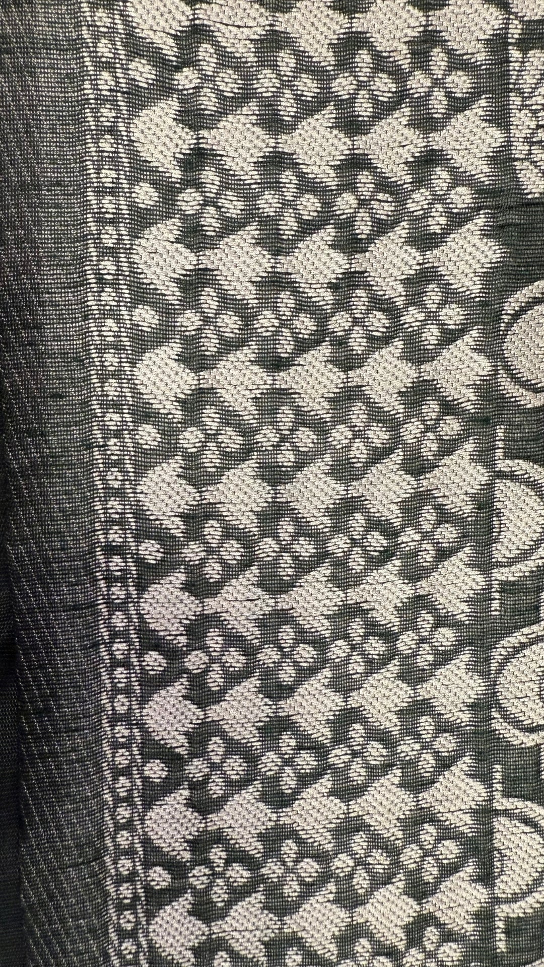 Banarashe Pure Cotton Banarasi Saree in Deep Green with Village Scene Weave