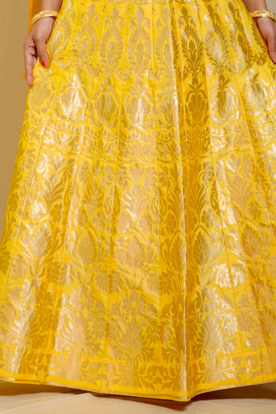 Radiant Marigold Yellow Banarashe Pure Silk Lehenga Set