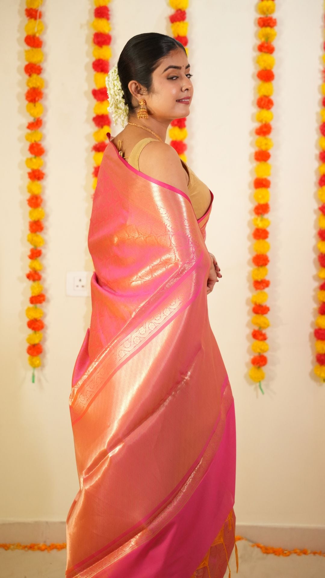 Pink Pure Katan Silk kanjivaram Handloom Banarasi Brocade Saree