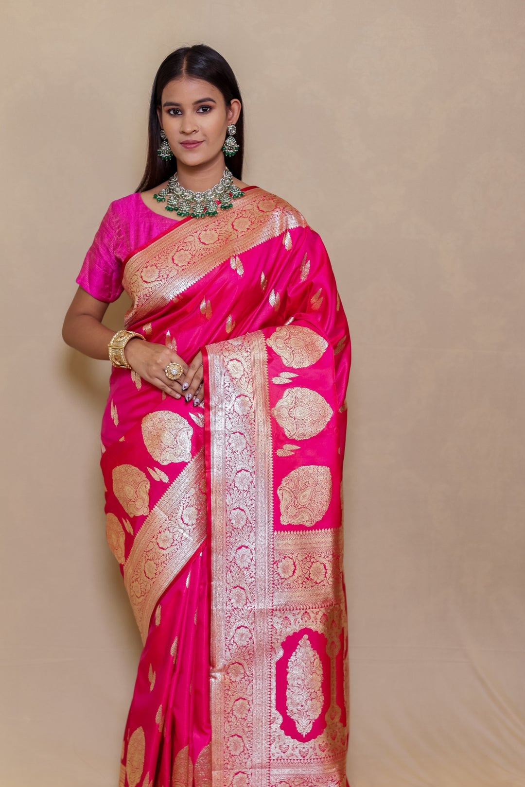 Gulabi Banarasi Katan Silk Saree