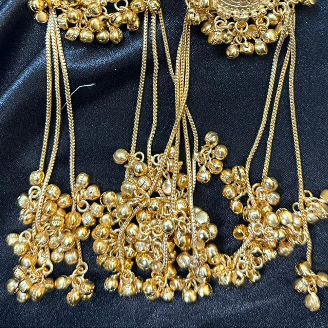 Banarashe Floral Cascade Earrings Red Gemstone Temple Danglers