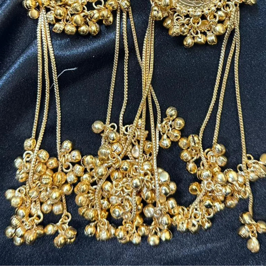 Banarashe Floral Cascade Earrings Red Gemstone Temple Danglers - Baranashe - Banarashe Floral Cascade Earrings Red Gemstone Temple Danglers