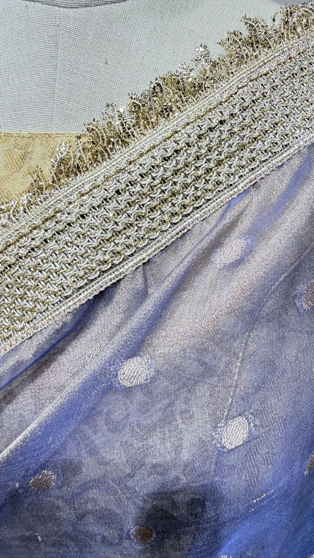 Lavender Tissue Saree With Lace Border