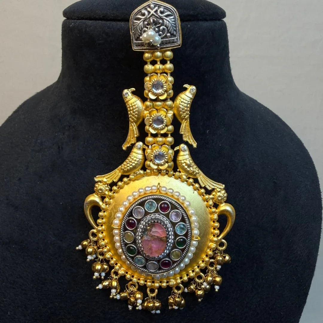 Antique Gold Bird Design Earrings for Women Temple Jewellery Long Earrings kashmiri jhumka