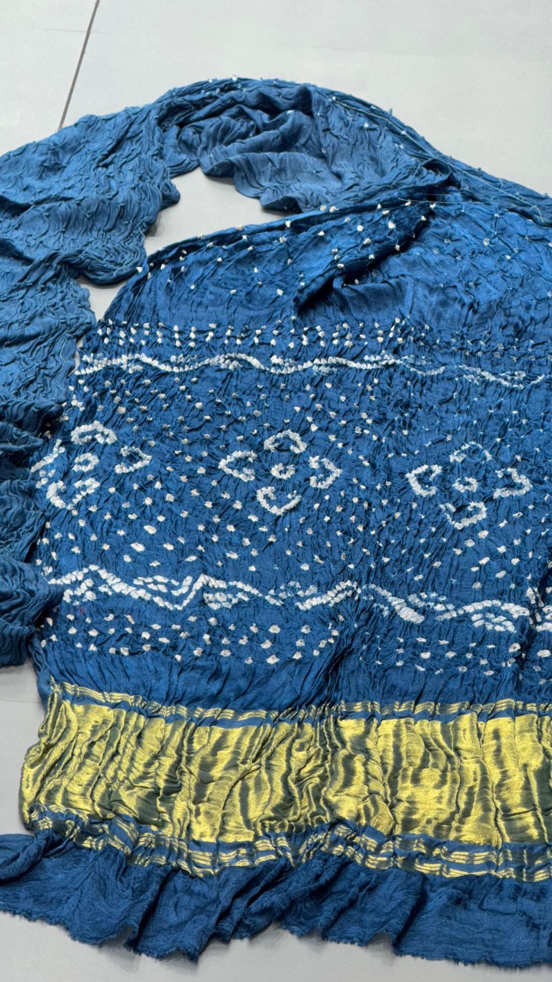 Pure Gaji Silk Bandhani Saree – Teal Blue Festive & Traditional Wear