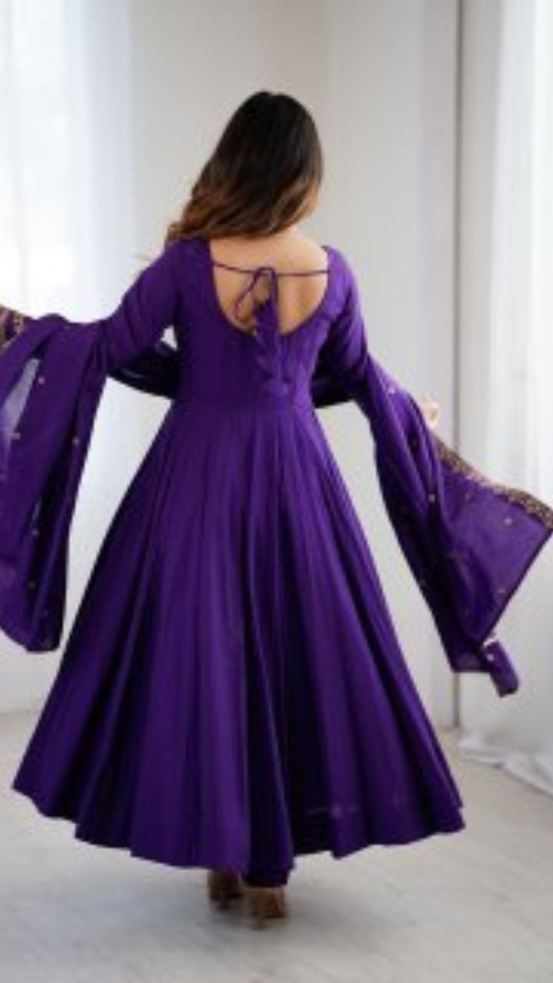 Purple Chanderi Silk Anarkali Suit with Dupatta for Women