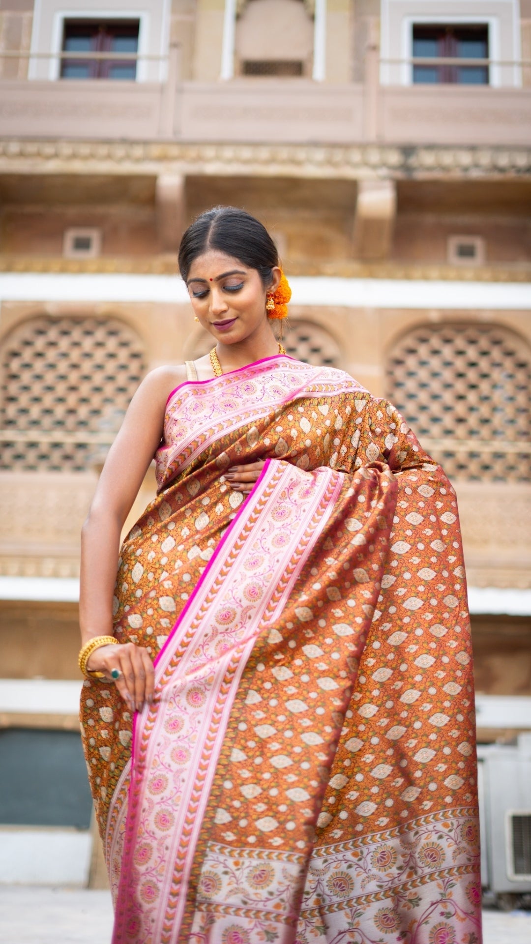 Orange Katan Mashru Silk