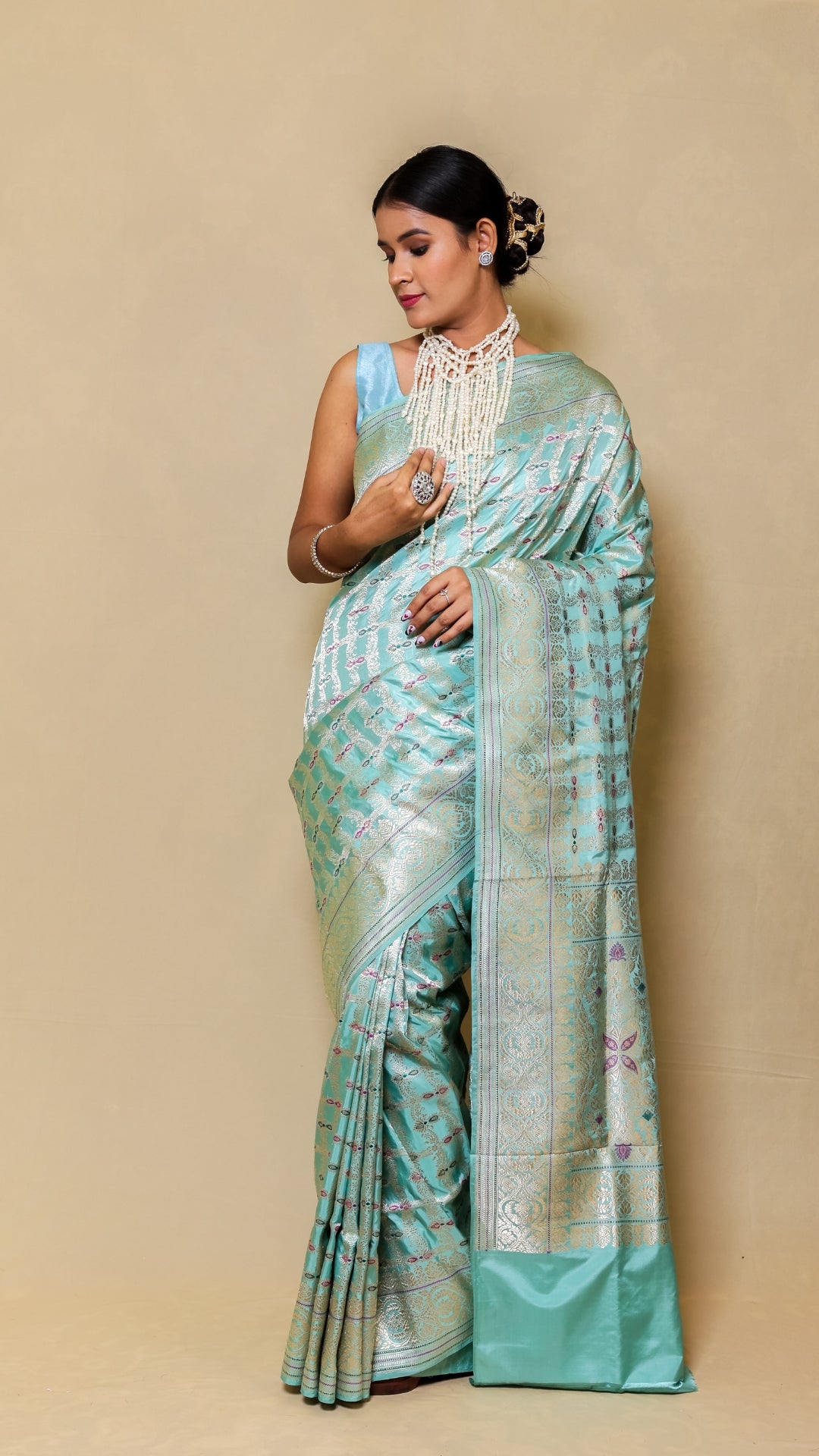 Firoza Green Pure Katan Silk