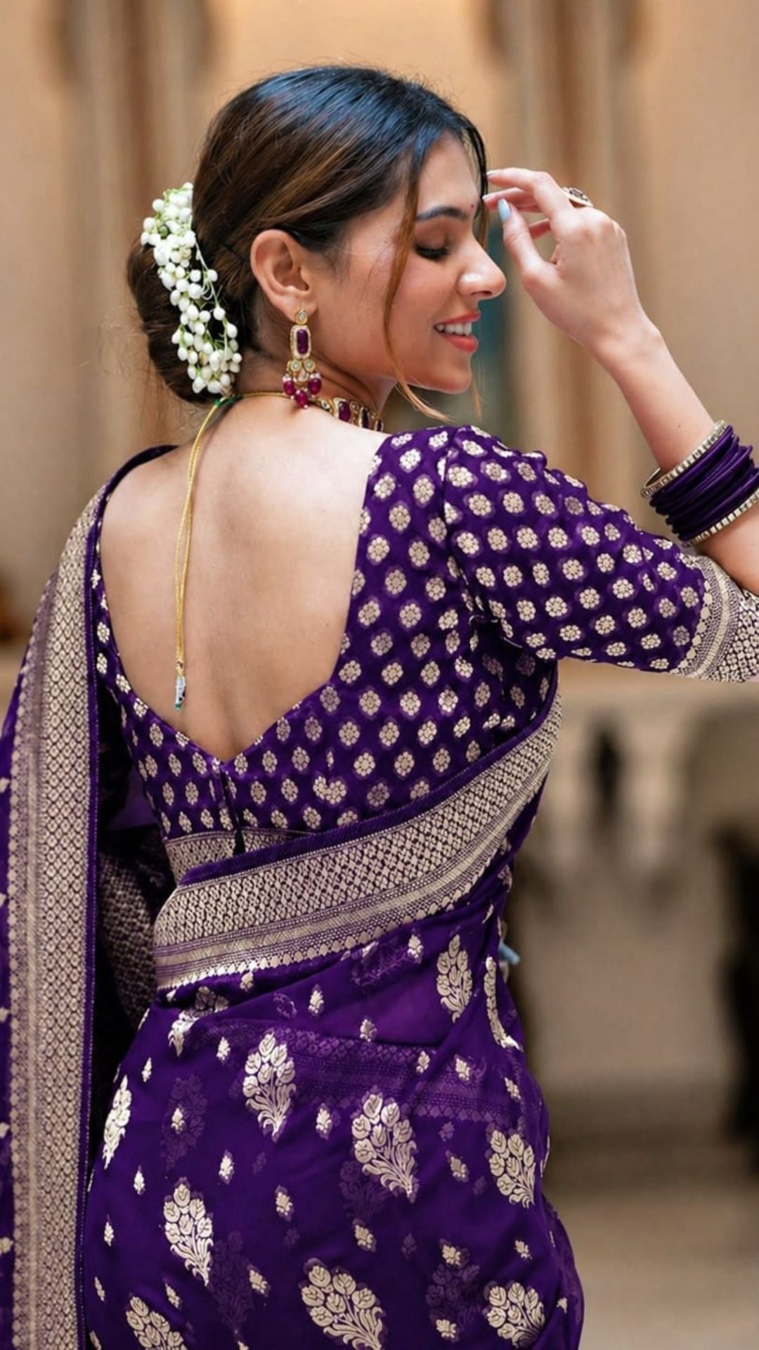 Royal Purple Banarasi Georgette Silk Saree