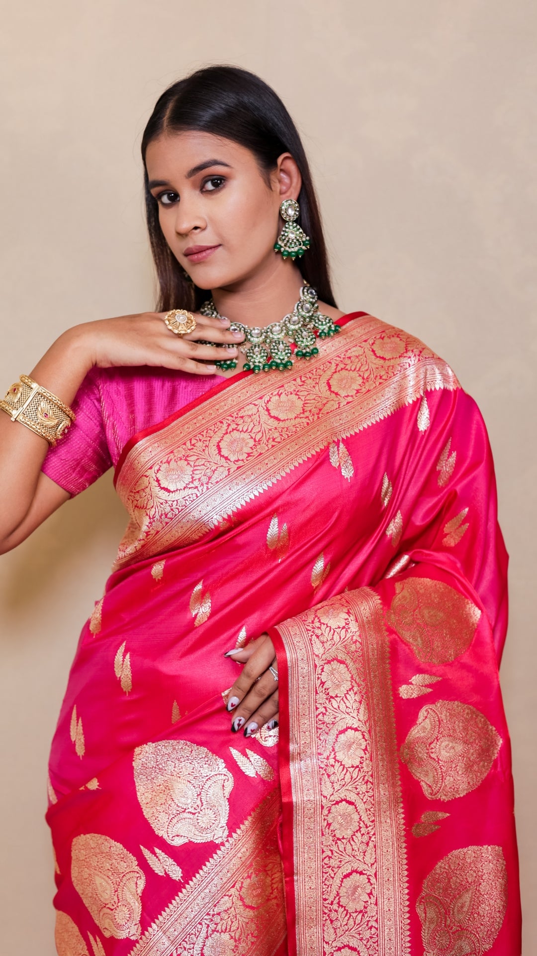 Gulabi Banarasi Katan Silk Saree