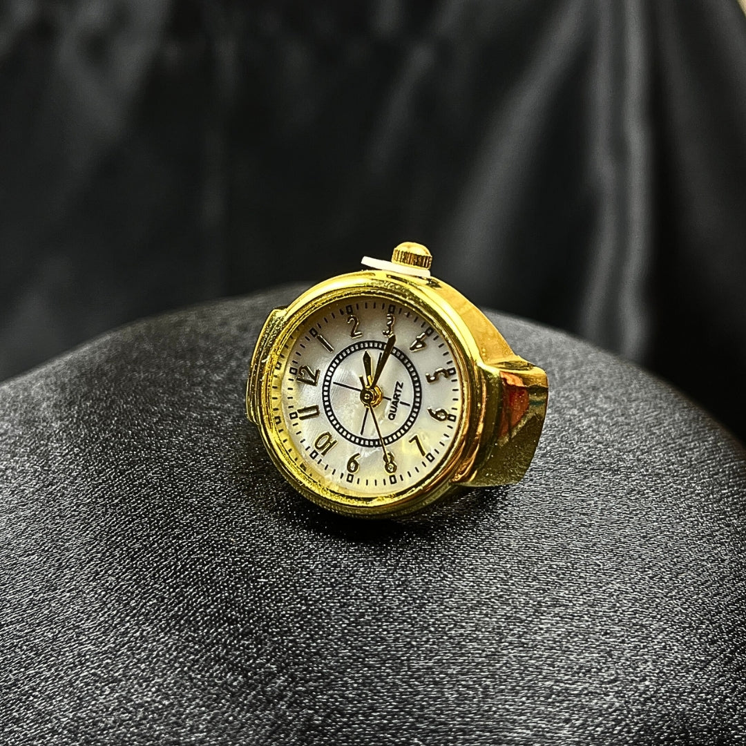 Stylish Gold Plated Quartz Ring Watch for Women