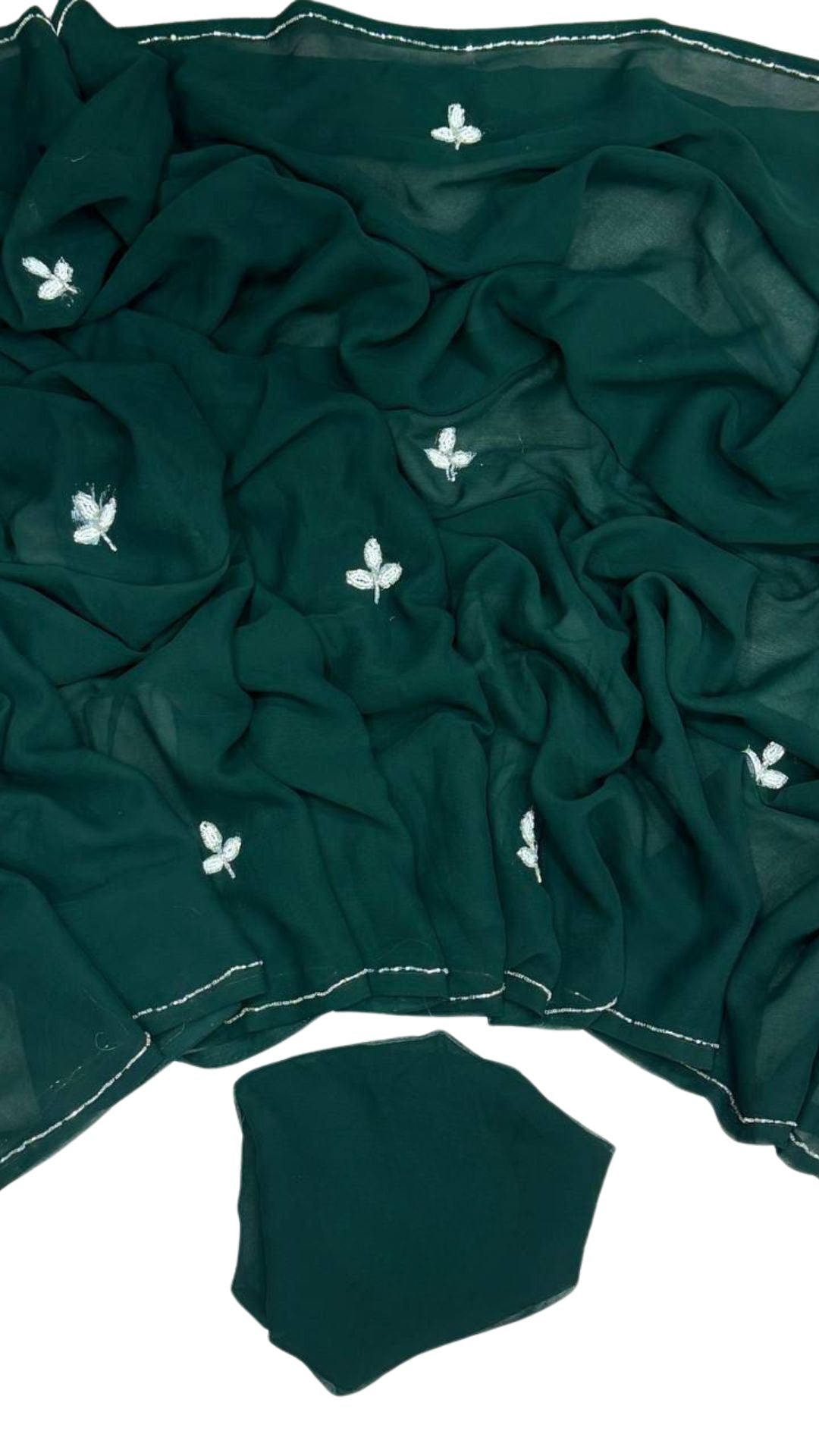 Emerald Green Soft Georgette Cut Dana Work Saree