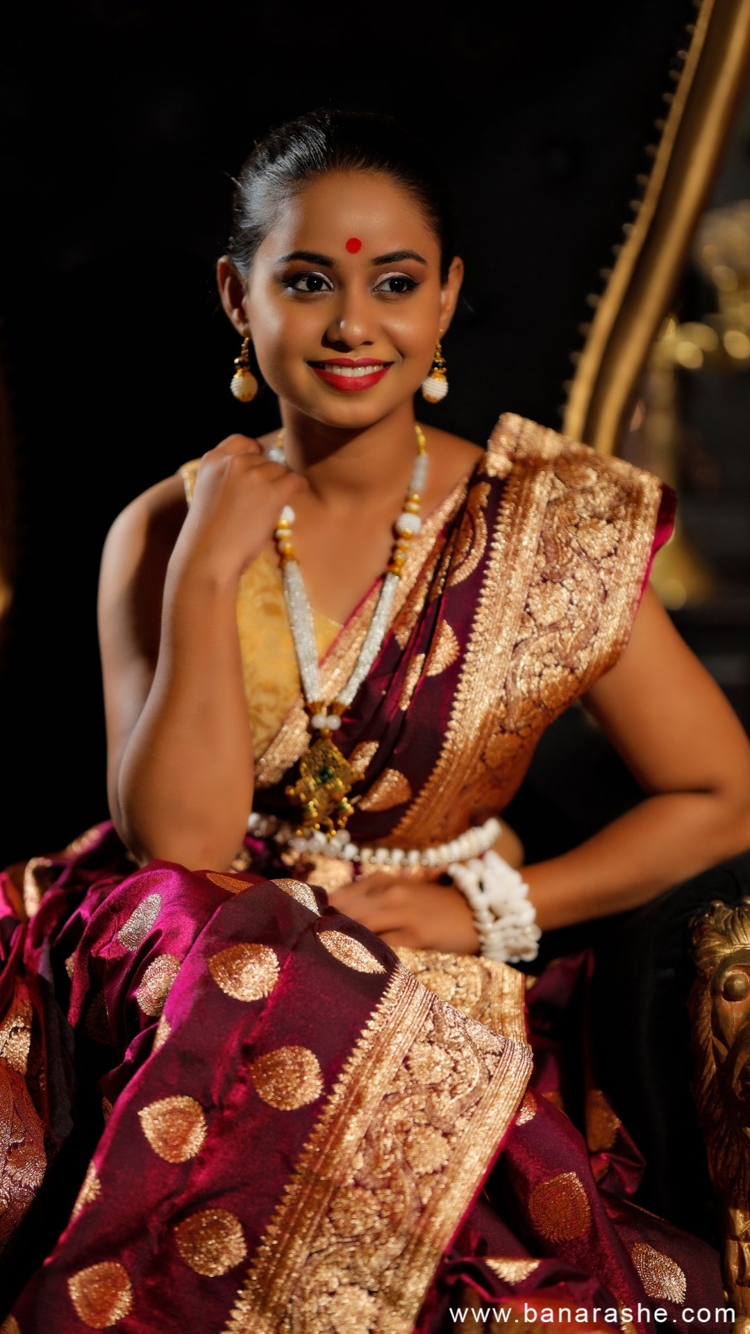 Royal Maroon Katan Silk Banarasi Saree