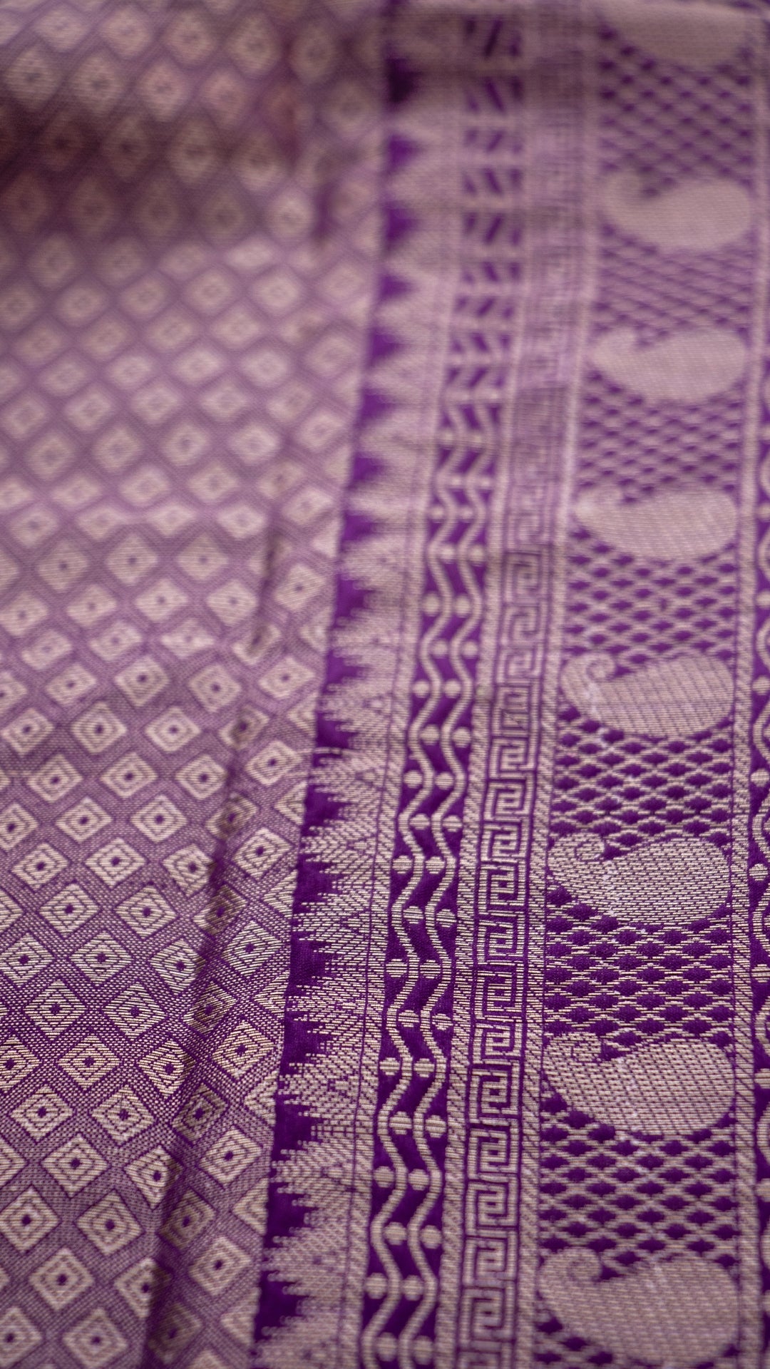 Dark Bluish Purple Semi Raw Mango katan Silk Saree