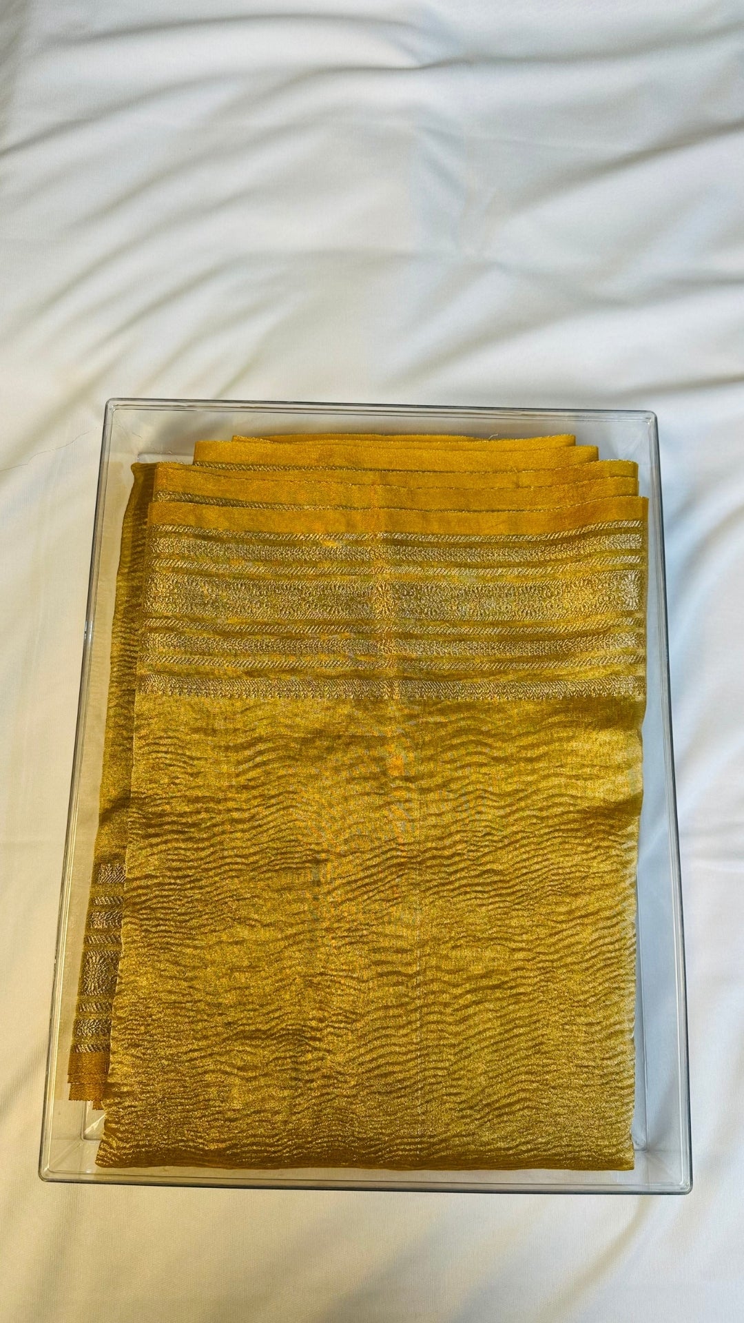 Yellow Marigold Mist Crust Tissue Saree
