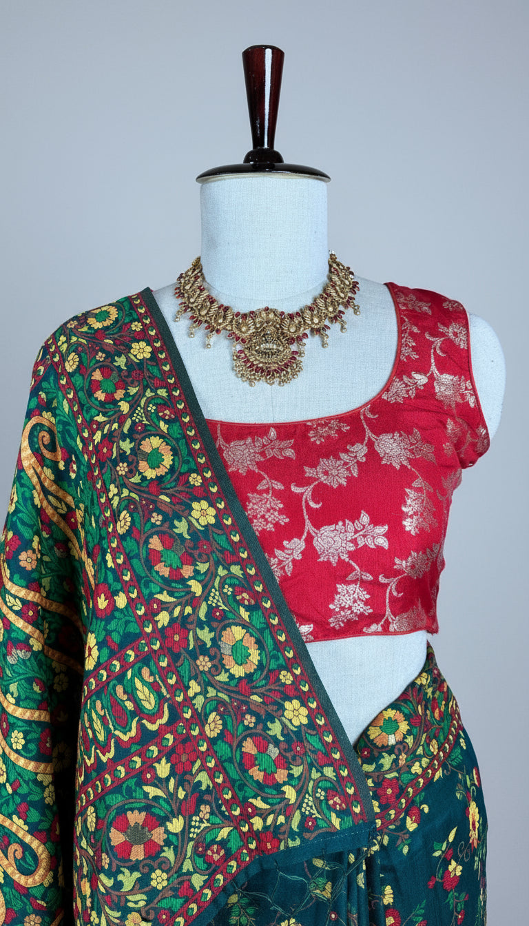Banarashe Exquisite Art Silk Saree with Contrast Brocade Blouse