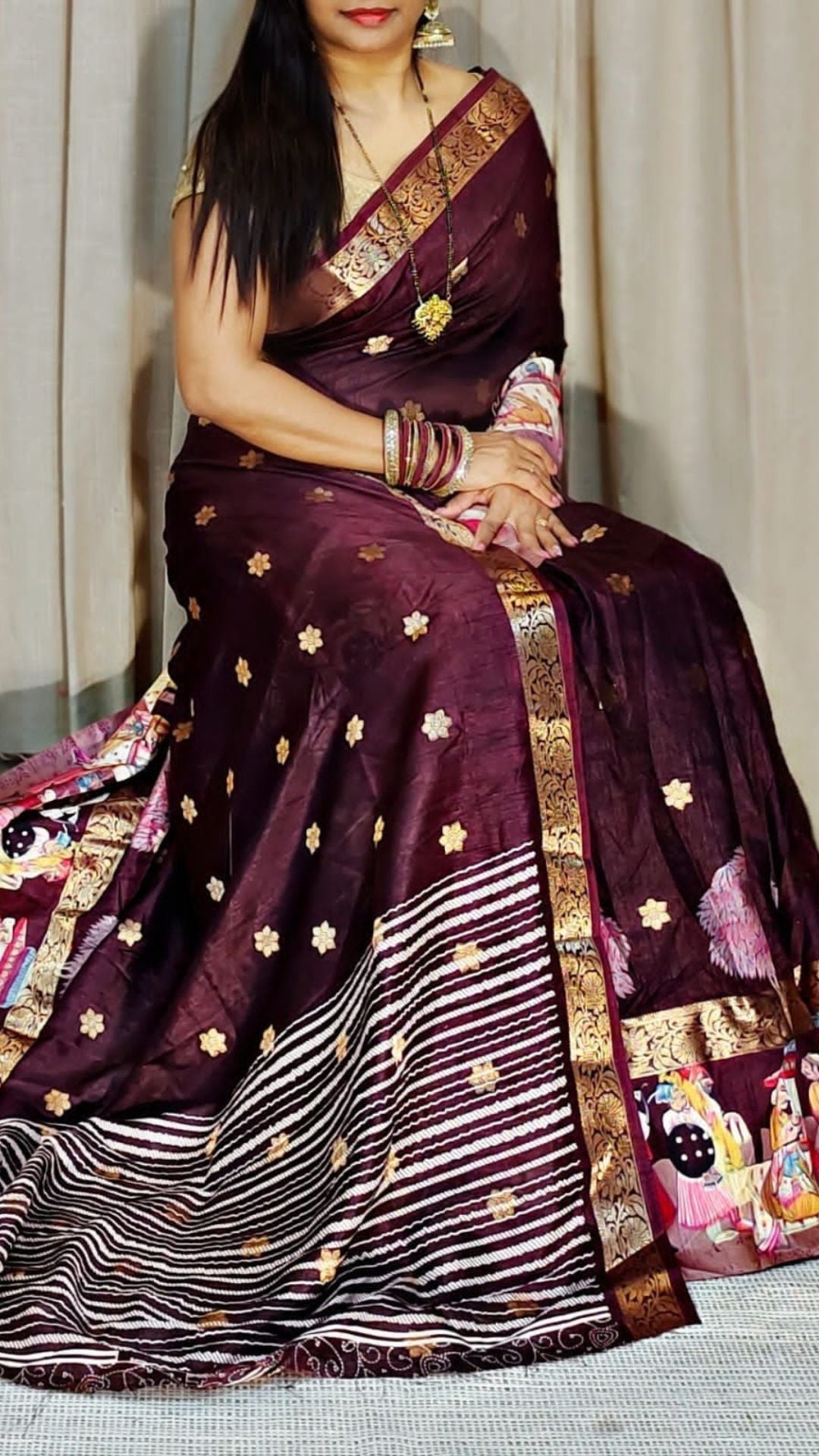 Dola Silk Saree with Colorful Butti Design & Bentex Border