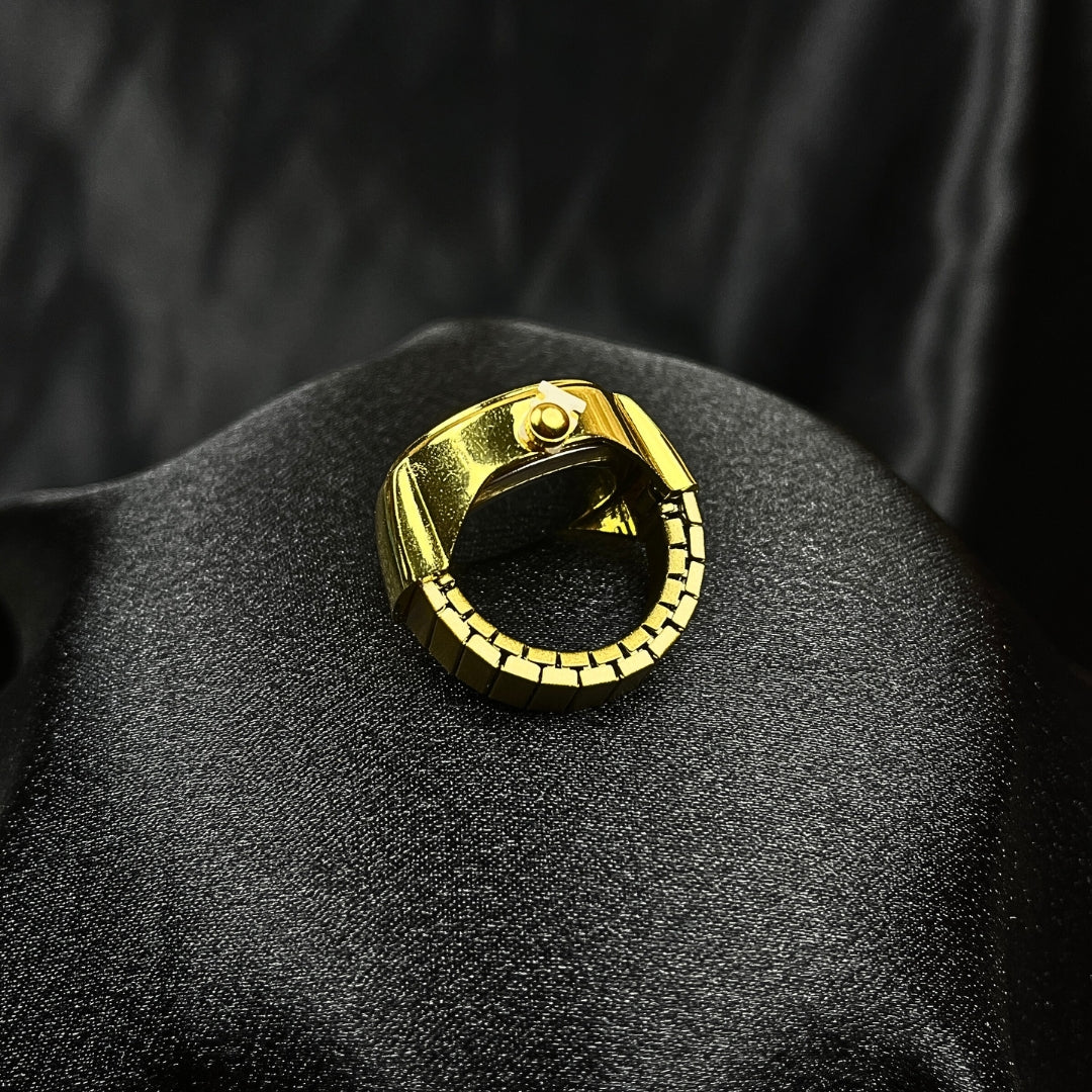 Stylish Gold Plated Quartz Ring Watch for Women