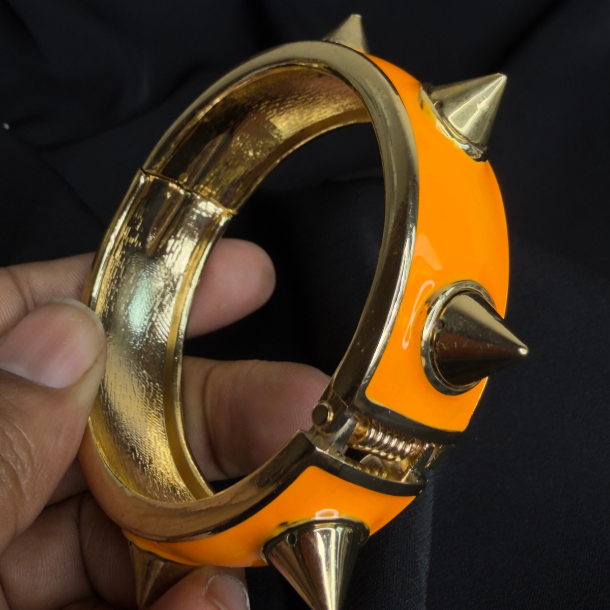 Orange Gold Spike Statement Bangle