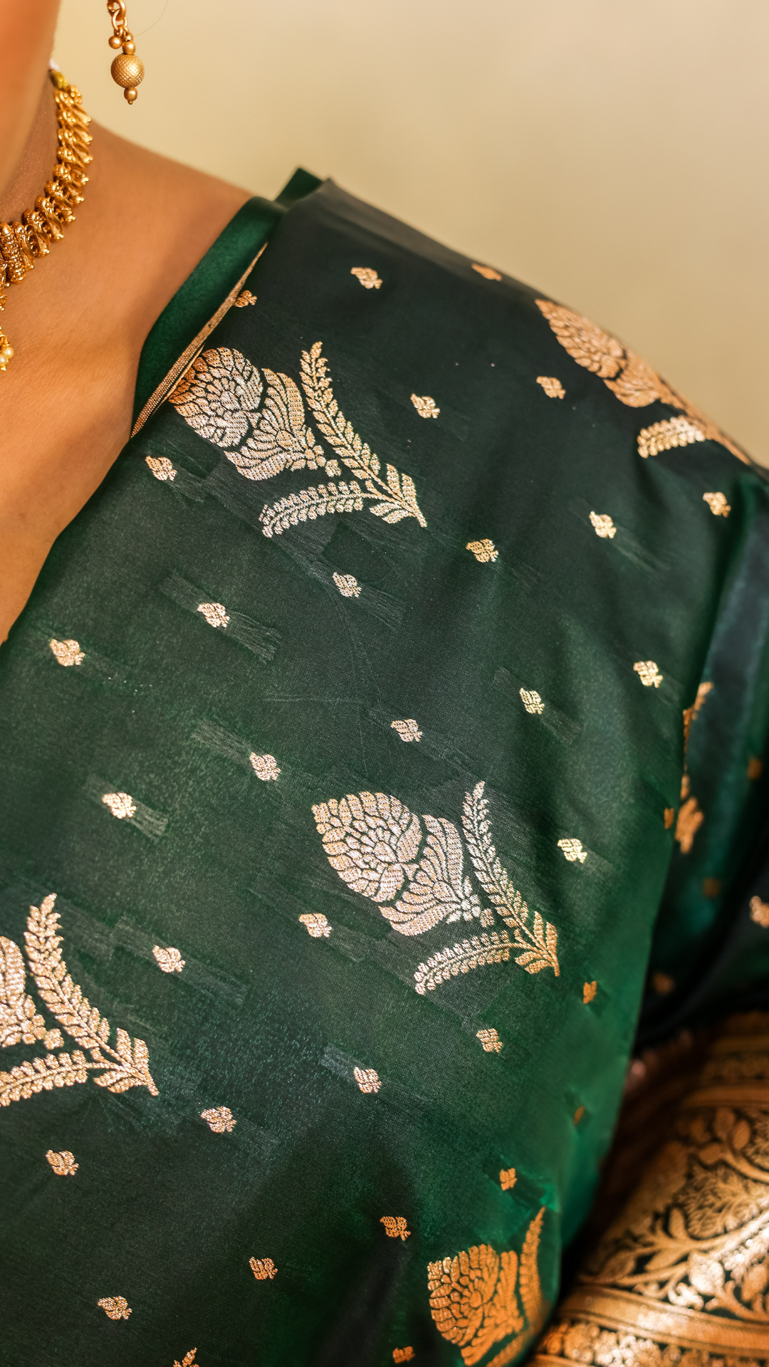 Dark Green katan banarasi silk saree