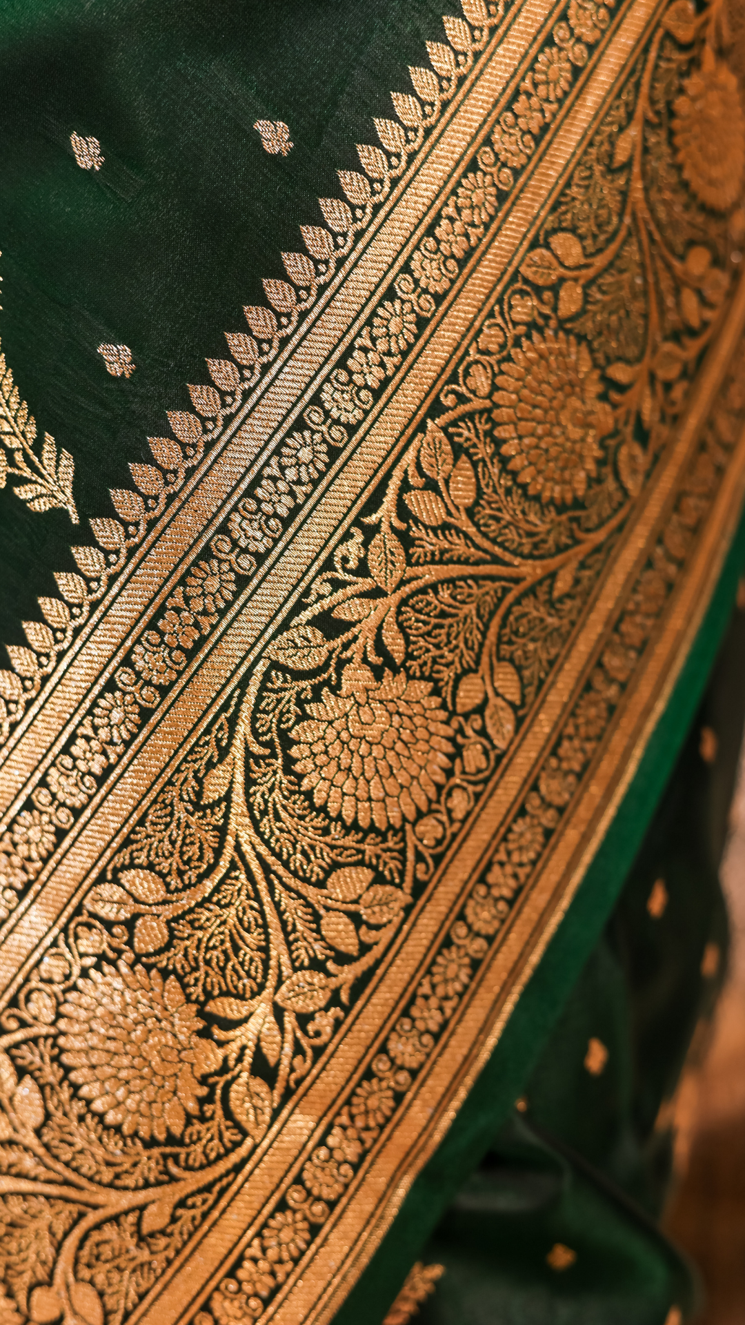 Dark Green katan banarasi silk saree