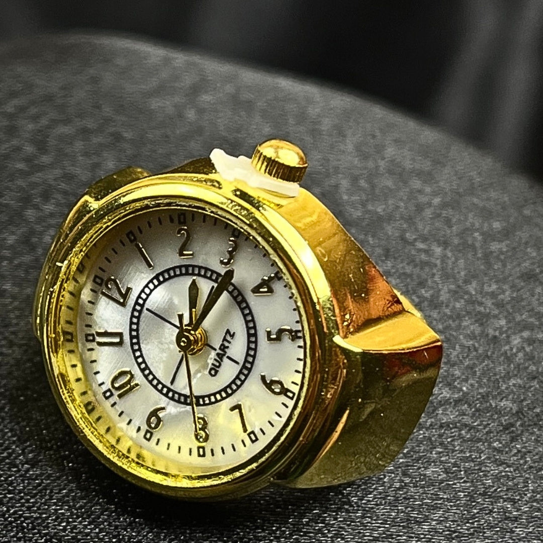Stylish Gold Plated Quartz Ring Watch for Women