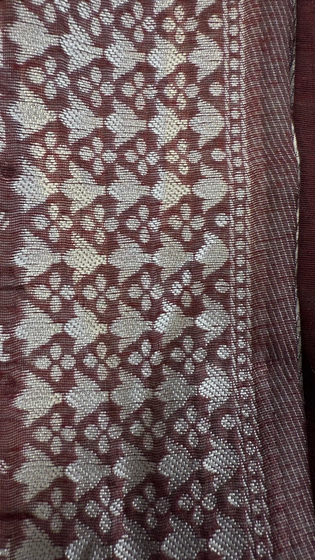 Banarashe Maroon & Cream Handloom Banarasi Cotton Saree with Tribal Body & Traditional Pallu