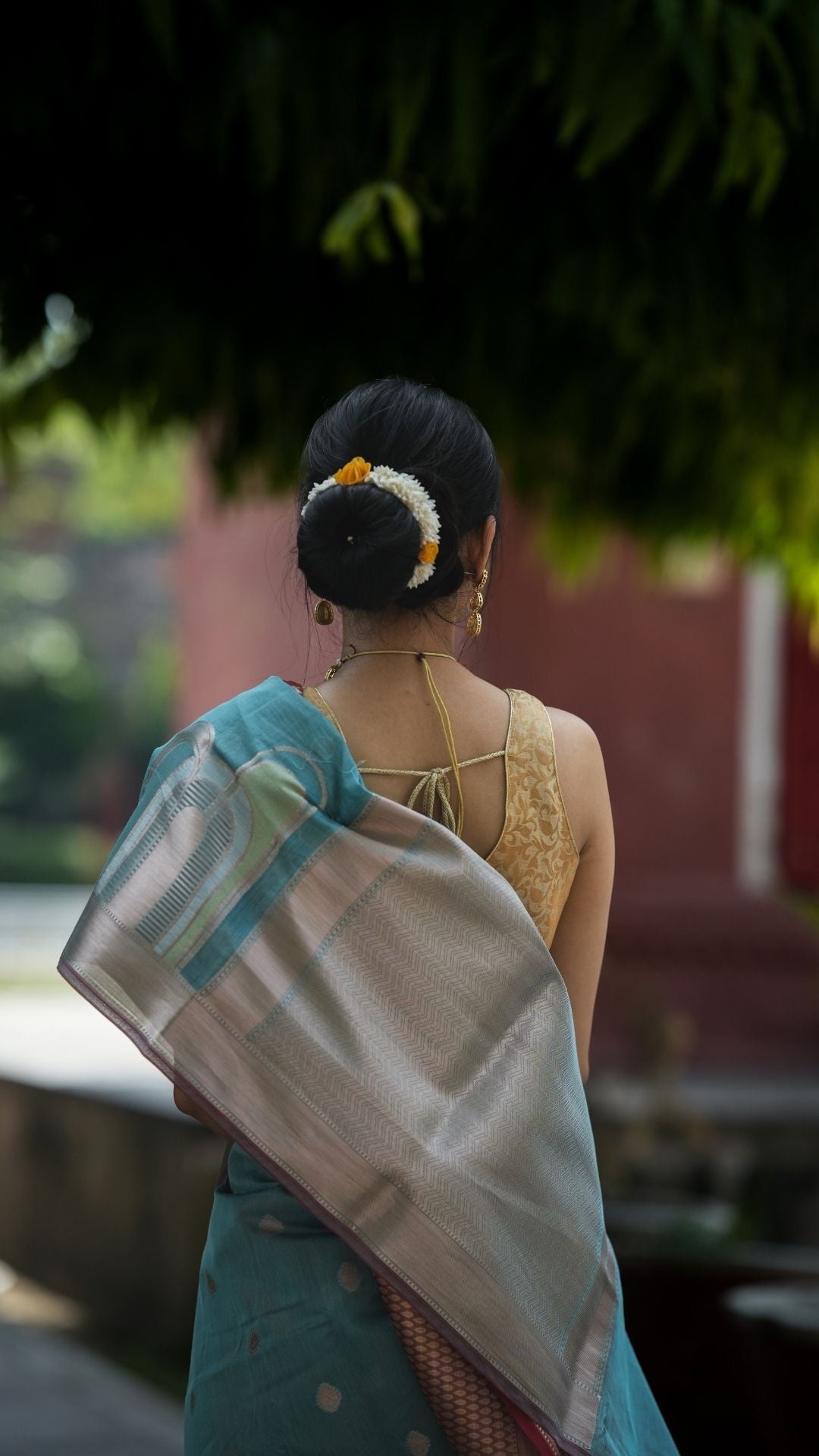 Mercerised Cotton Fancy Alfi Saree – Blue with Meenakari Zari Border