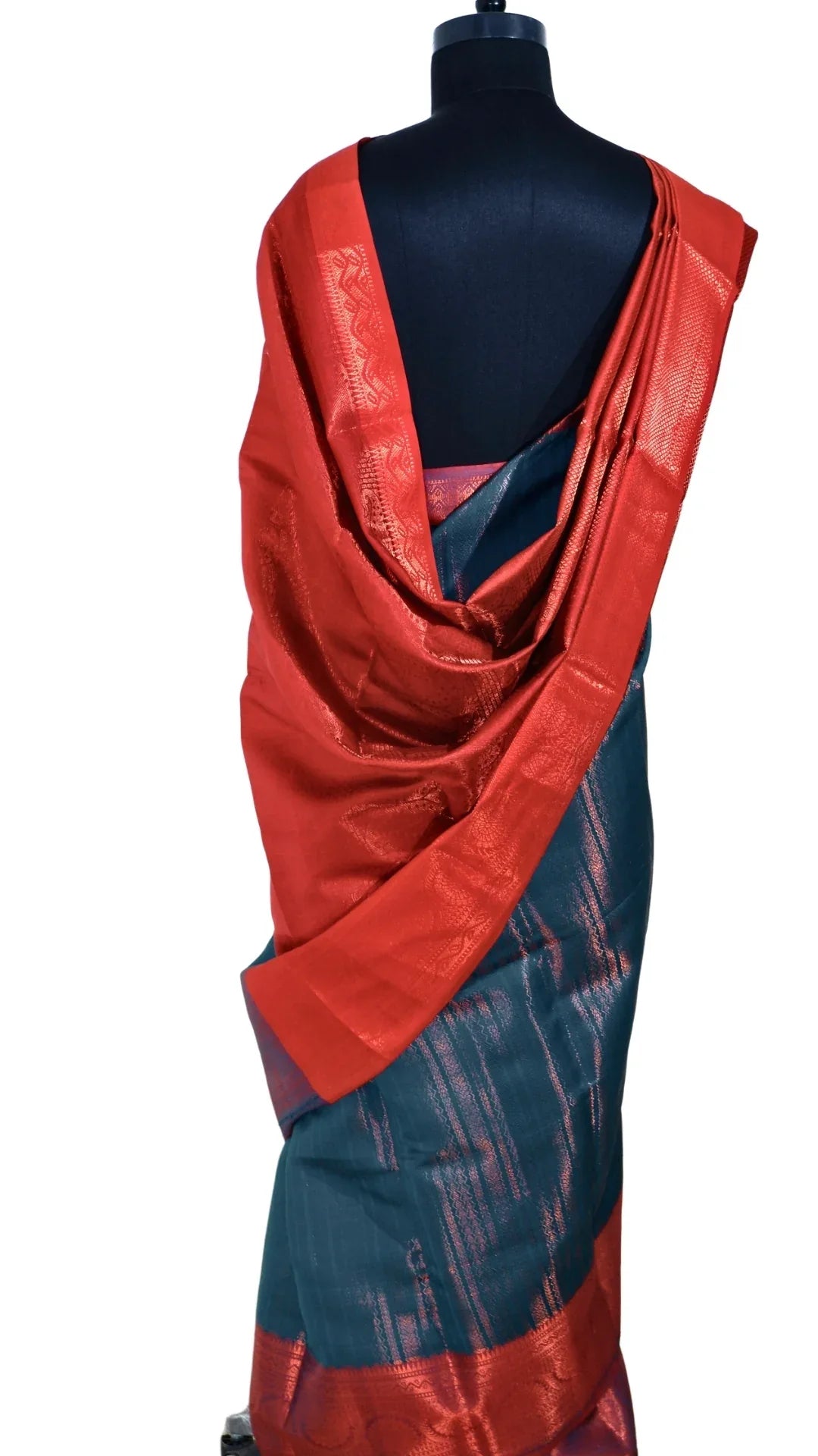 Blue with Pink Border Banarasi Silk Saree - Baranashe - Blue with Pink Border Banarasi Silk Saree