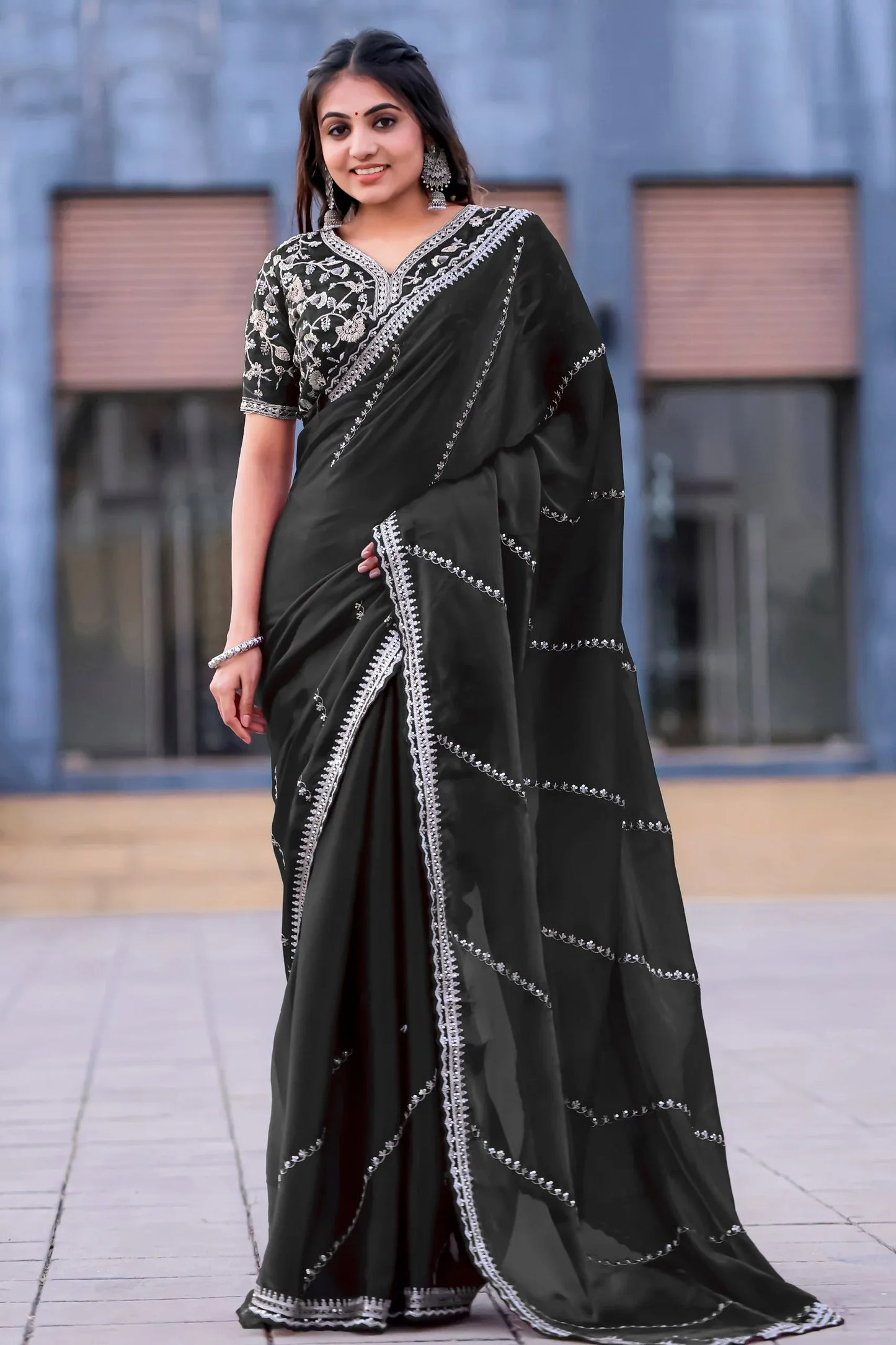 Bollywood collections party wear fancy Georgette Saree - Baranashe - Bollywood collections party wear fancy Georgette Saree