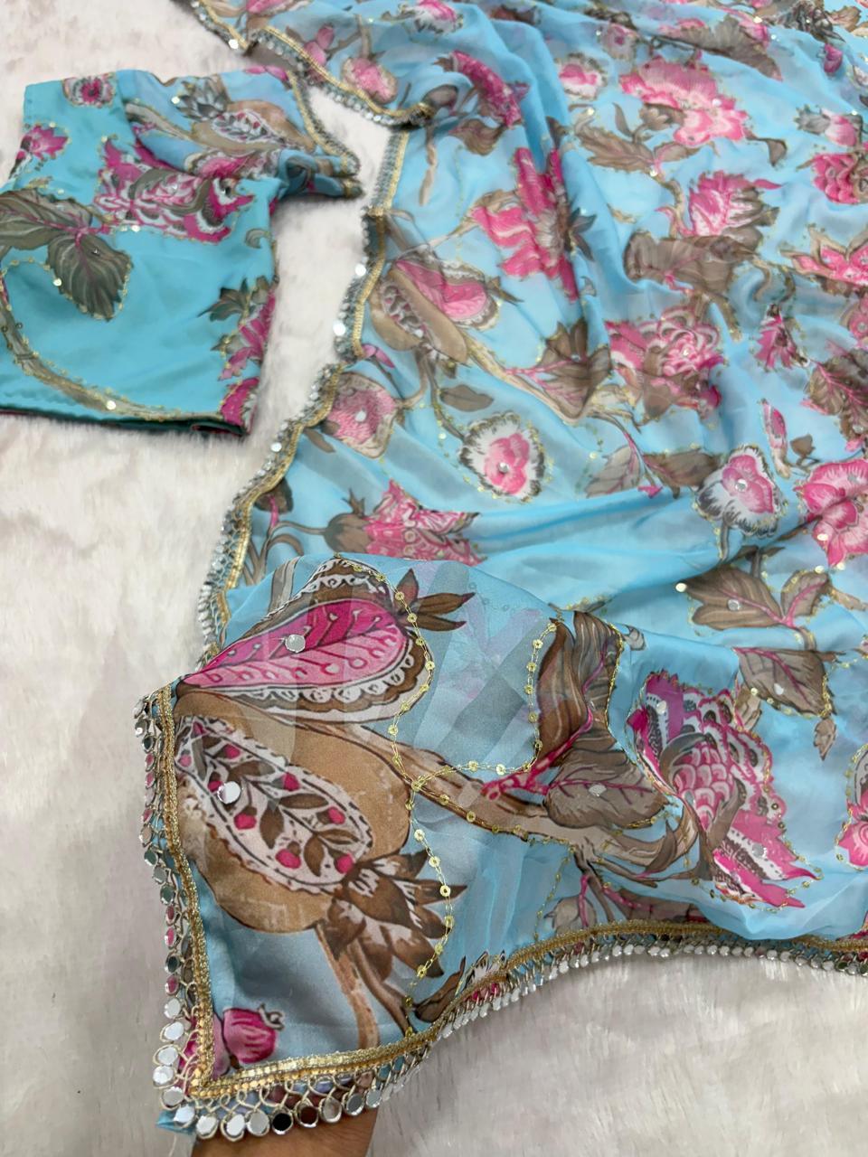 Bollywood collections party wear fancy Georgette saree's - Baranashe - Bollywood collections party wear fancy Georgette saree's