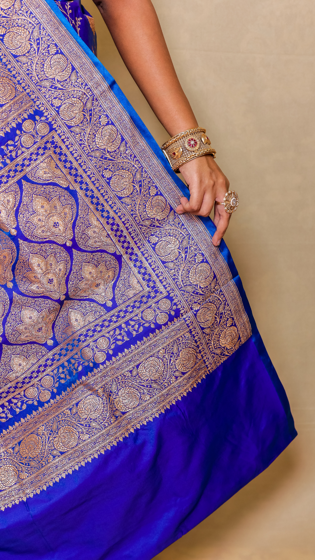 Royal Blue Moglai Jaal Katan Silk Banarasi Saree