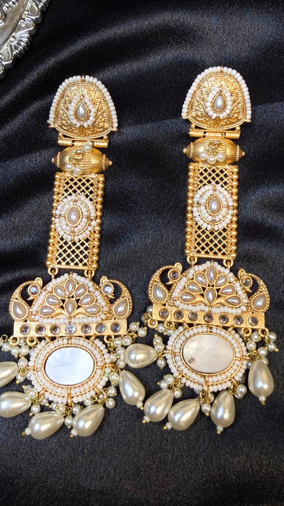 Kashmiri Long Traditional jhumka White Colours