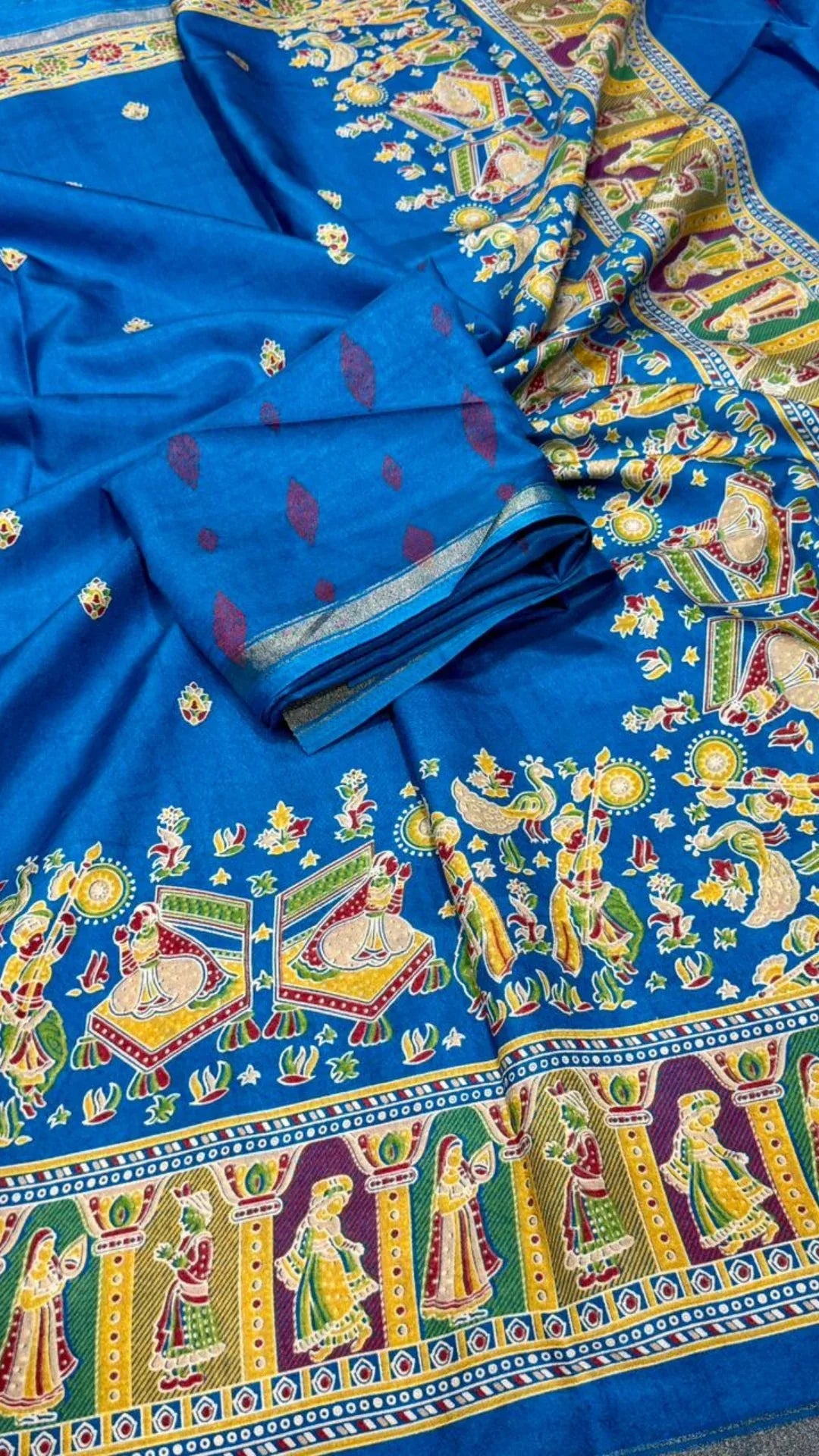 Blue Russian Dola Silk Saree - Baranashe - Blue Russian Dola Silk Saree