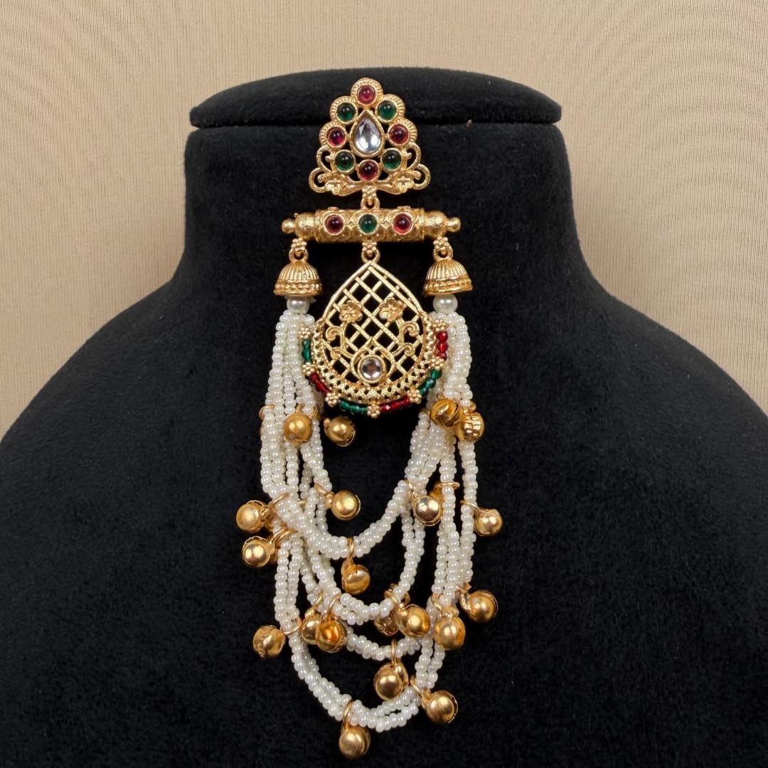 Kashmiri Peacock Multicolor Earrings with White Beads
