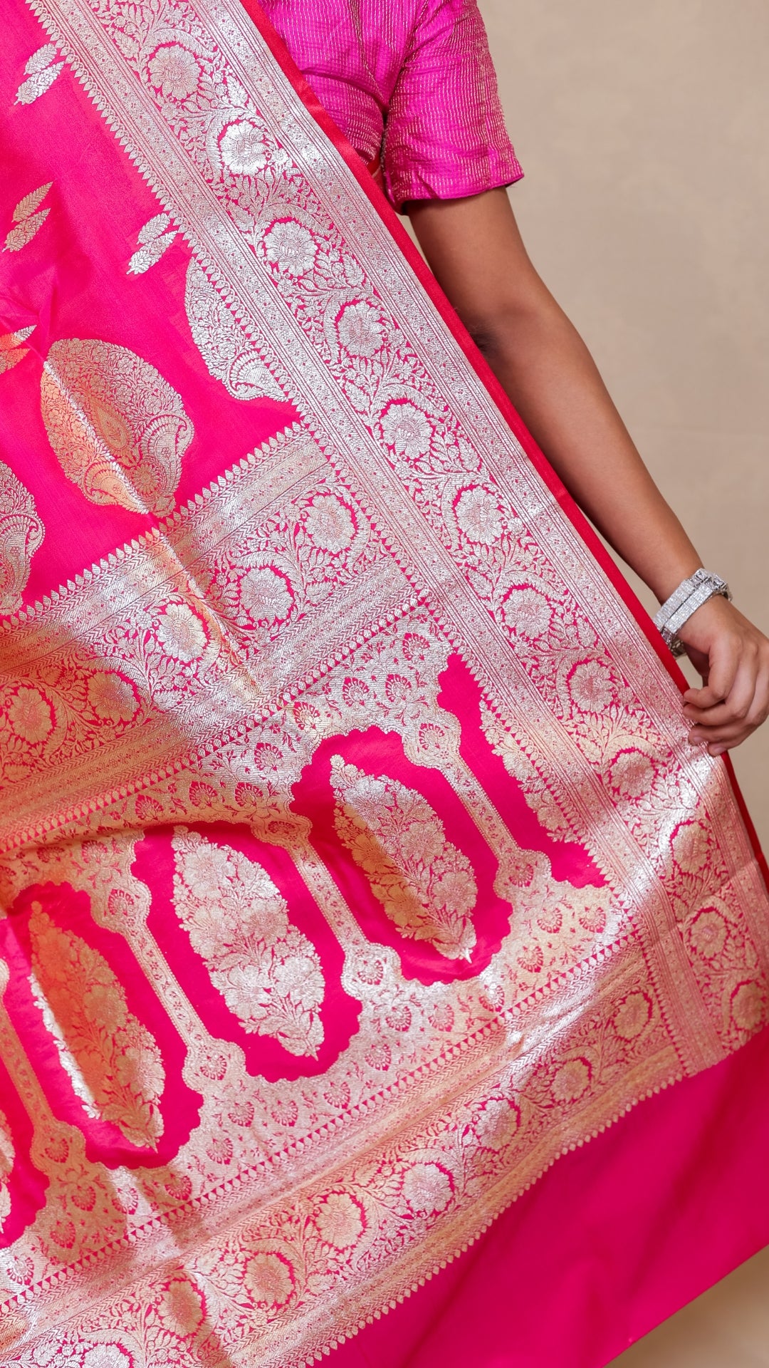 Gulabi Banarasi Katan Silk Saree