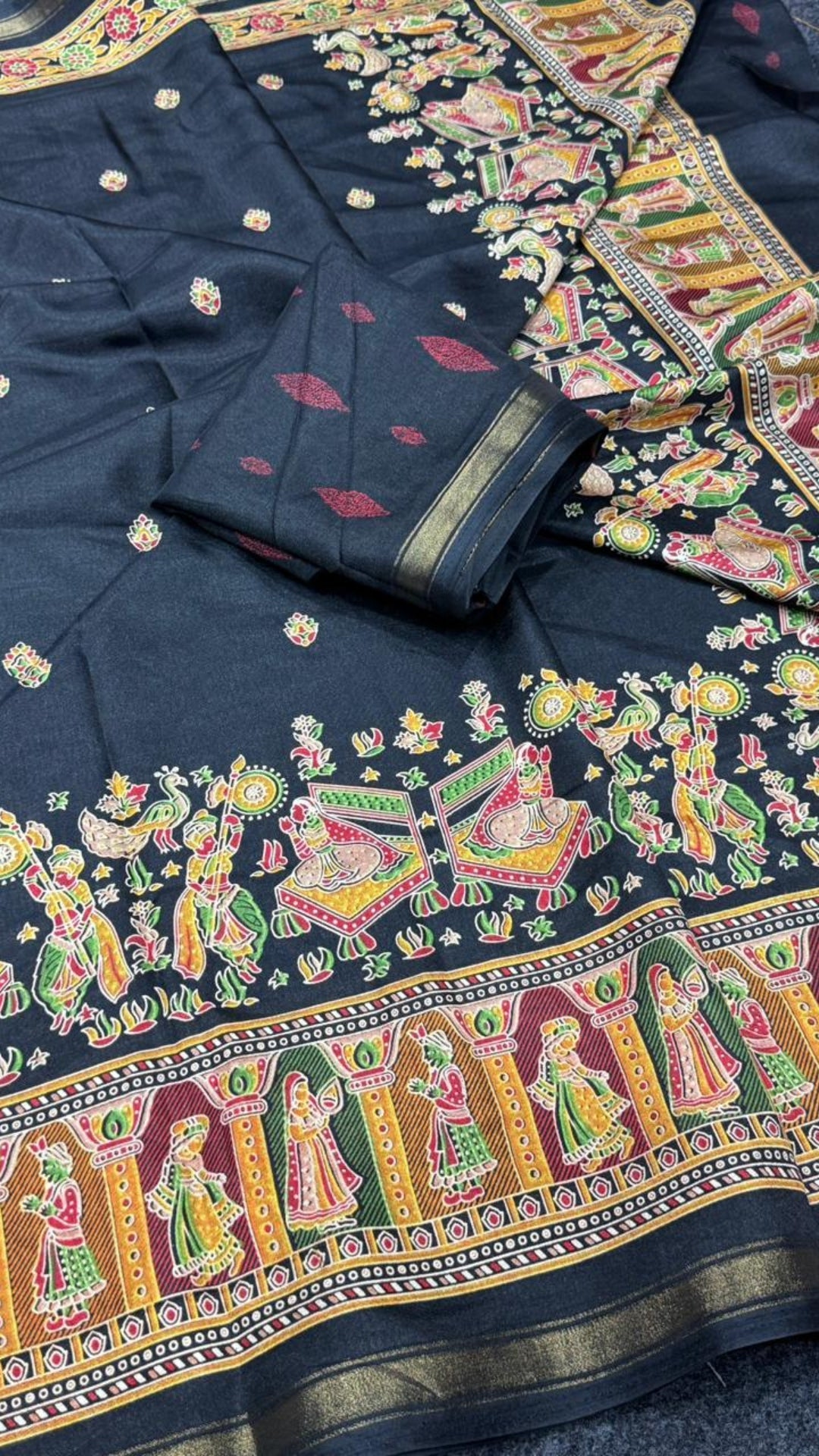 Black Russian Dola Silk Saree