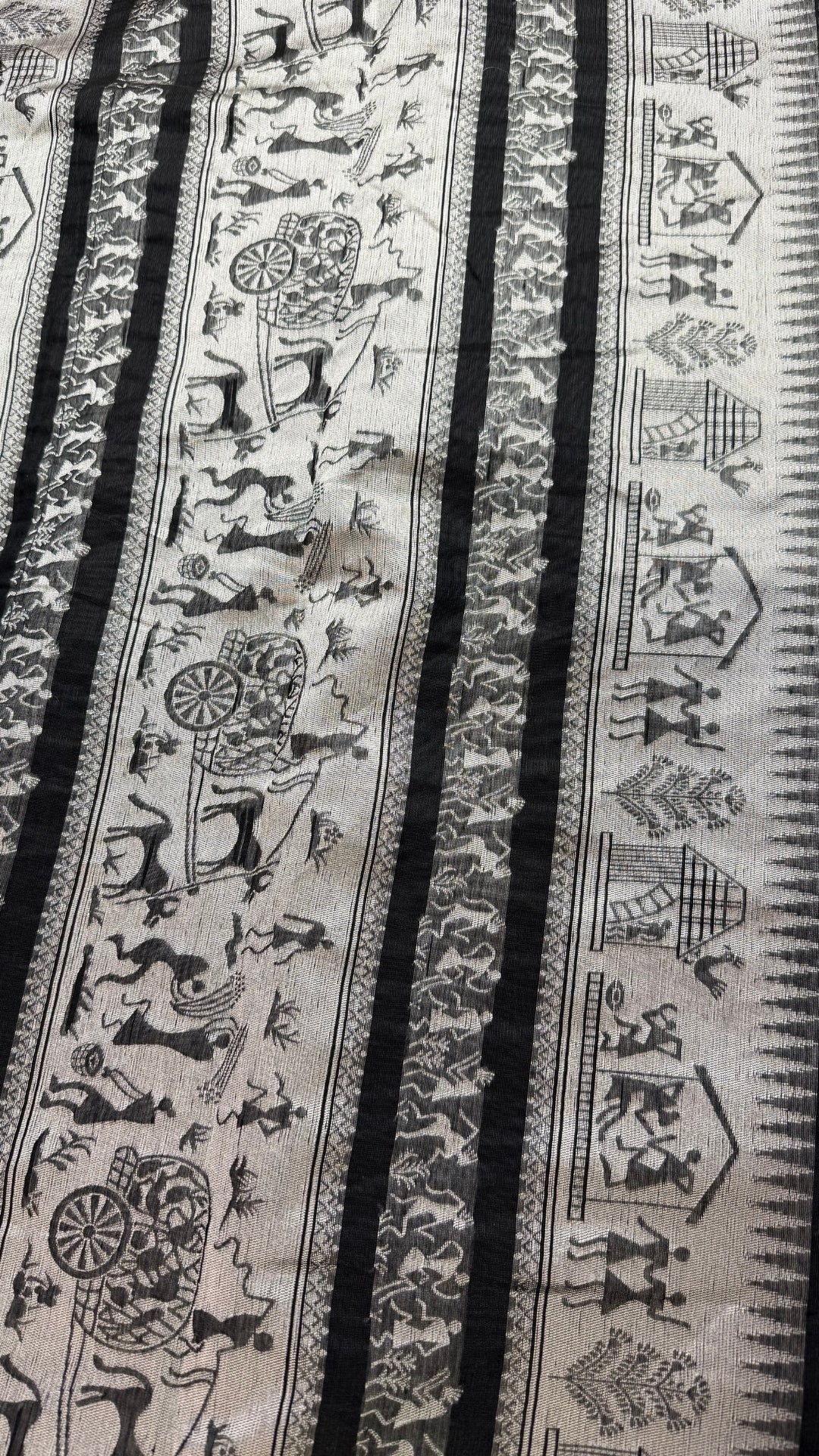 Banarashe Black & Silver Banarasi Georgette Saree with Gota Dandiya prints Motifs